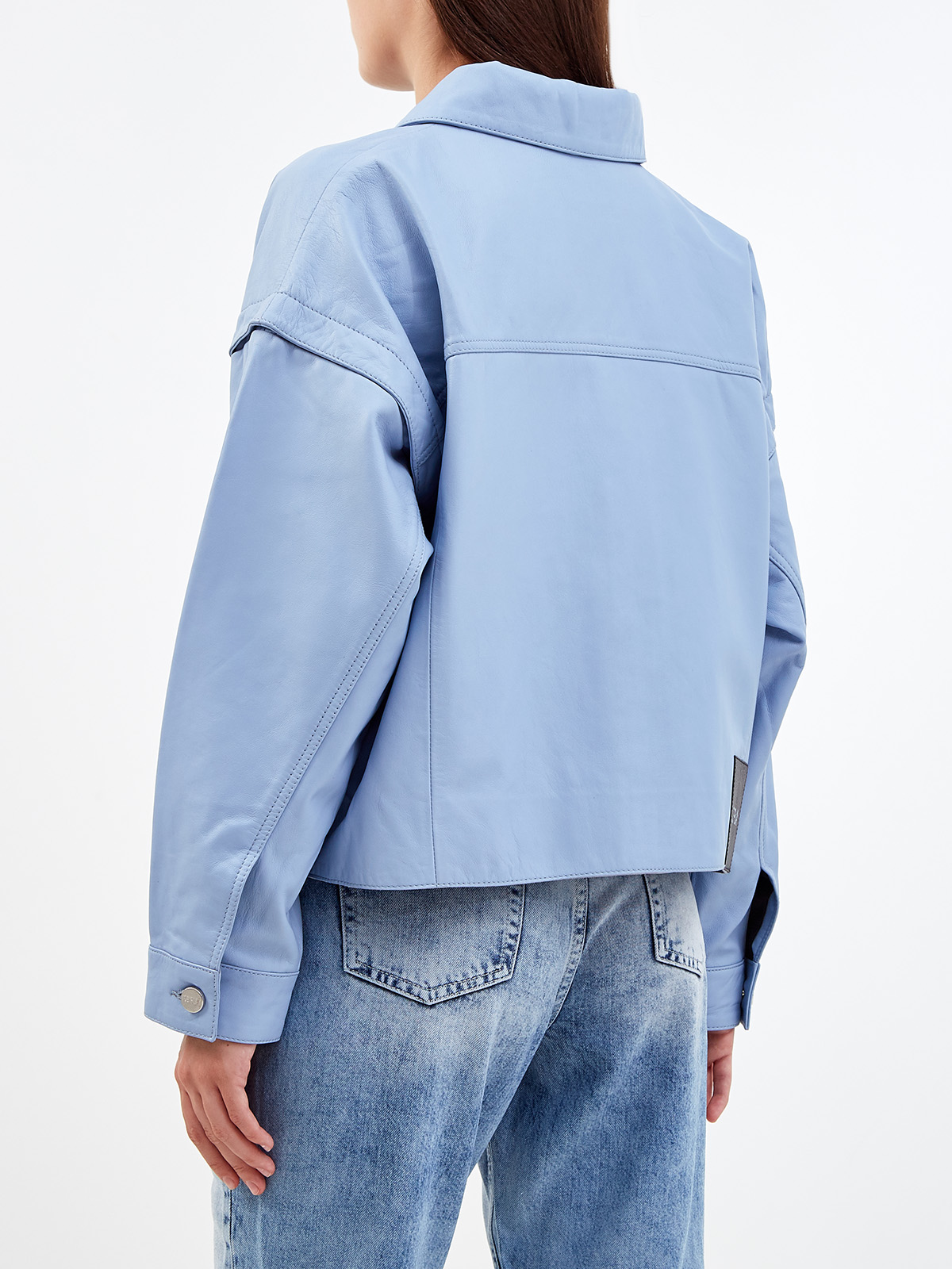 Укороченная куртка из мягкой телячьей кожи ICE PLAY, цвет голубой, размер XS;S;M - фото 4