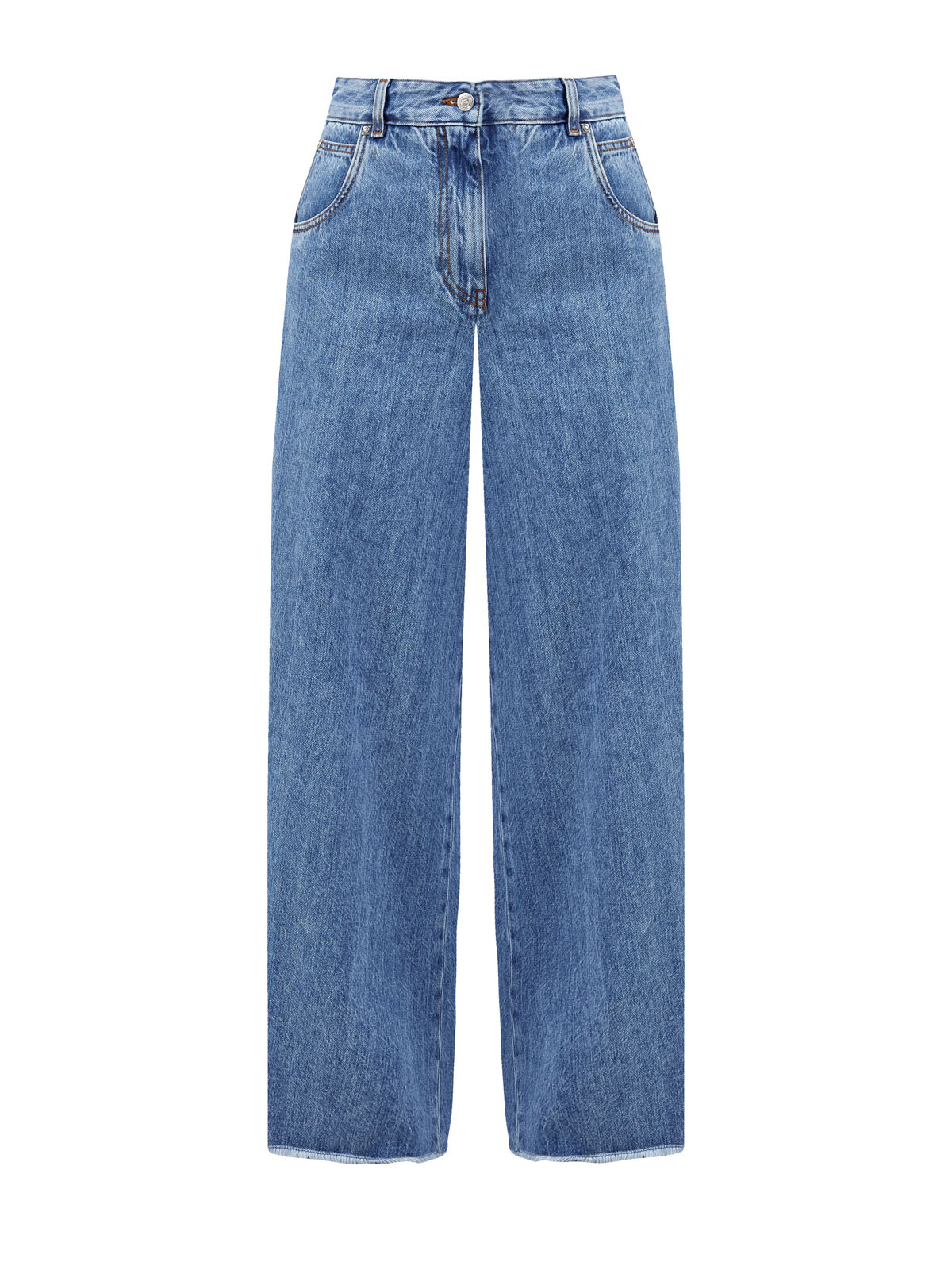 Высокие джинсы-палаццо с эффектом необработанного края