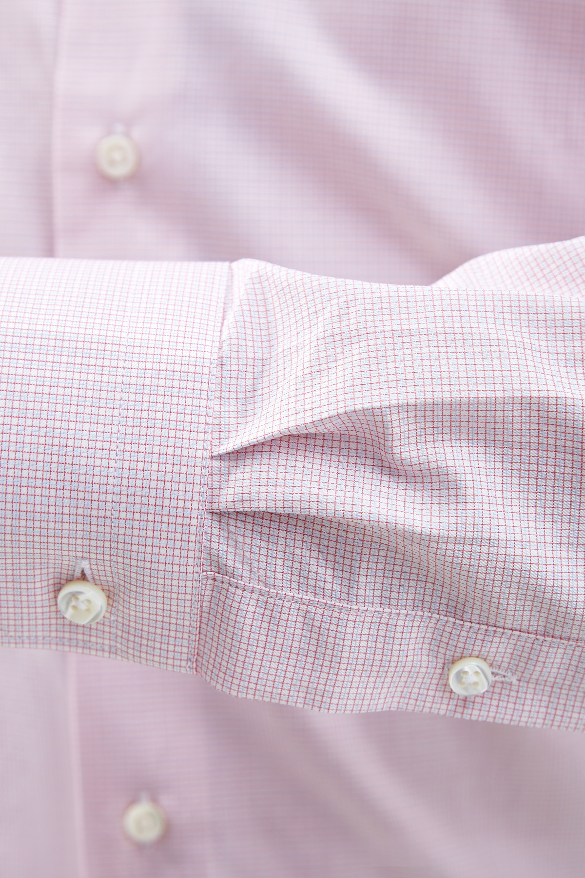 Рубашка из хлопковой саржи с микро-принтом в клетку CANALI, цвет розовый, размер 50;52;52;56;58 - фото 6