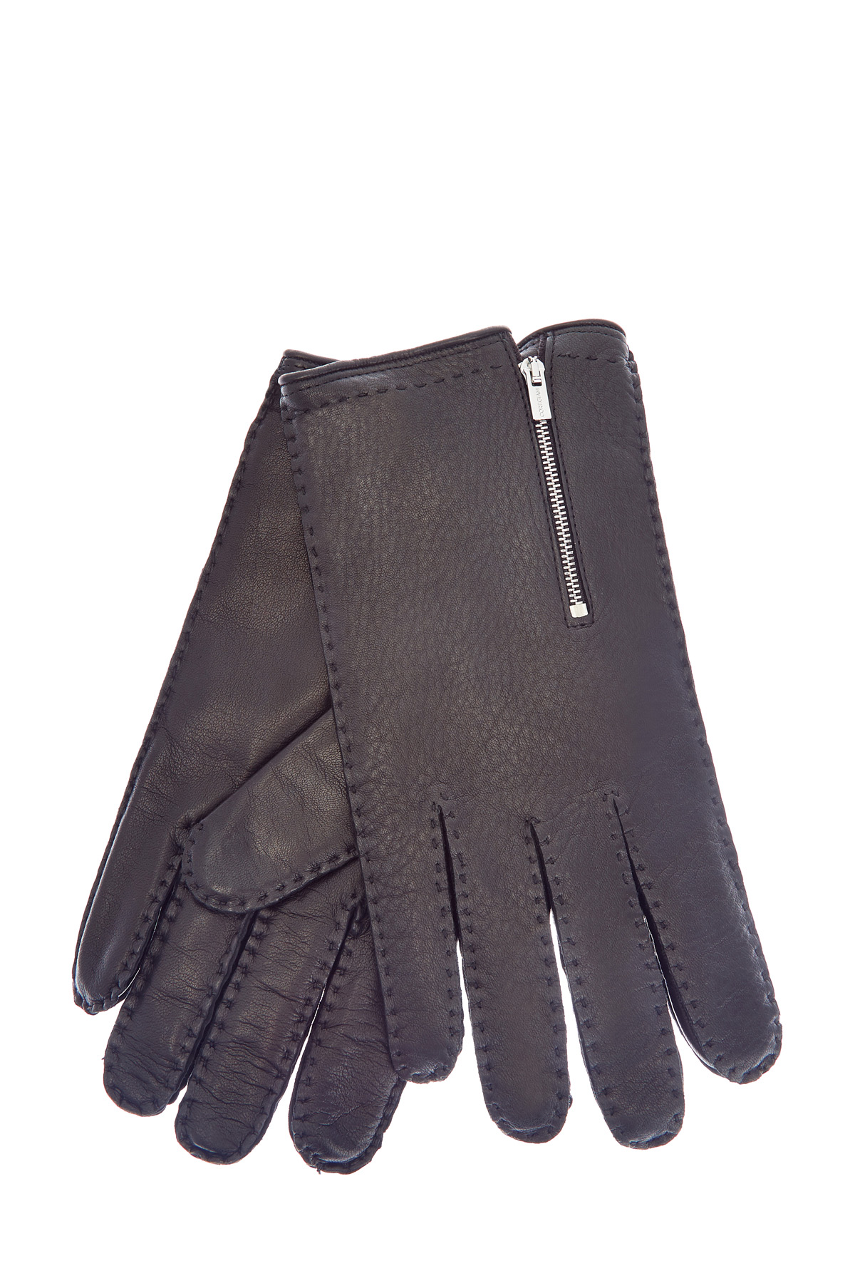 Перчатки ручной работы из гладкой кожи CORTIGIANI, цвет черный, размер L;XL;M - фото 1