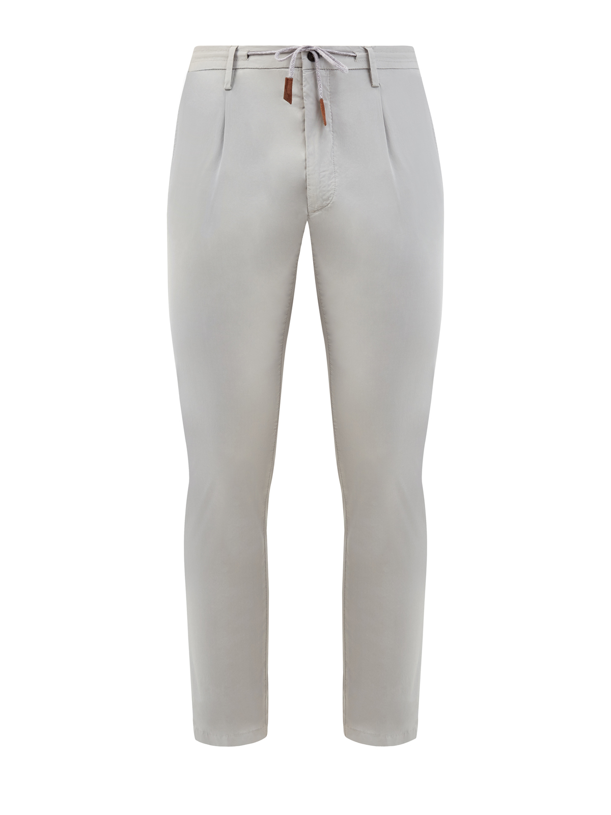 Хлопковые брюки с эластичным поясом на кулиске ELEVENTY, цвет серый, размер 46;50;52;54;58 - фото 1