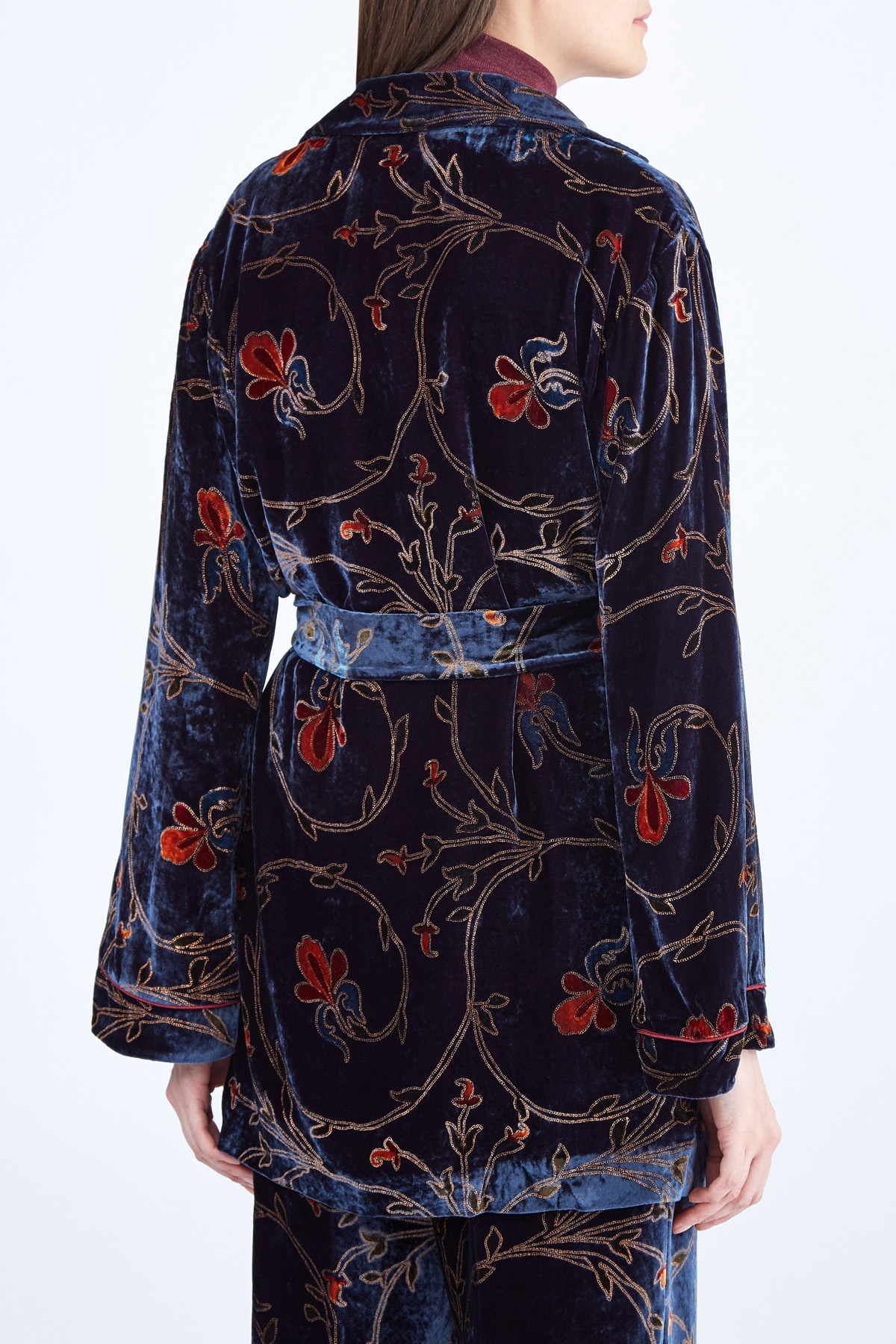 Жакет в пижамном стиле из плотного бархата с цветочным принтом ETRO, размер 42;46 - фото 4