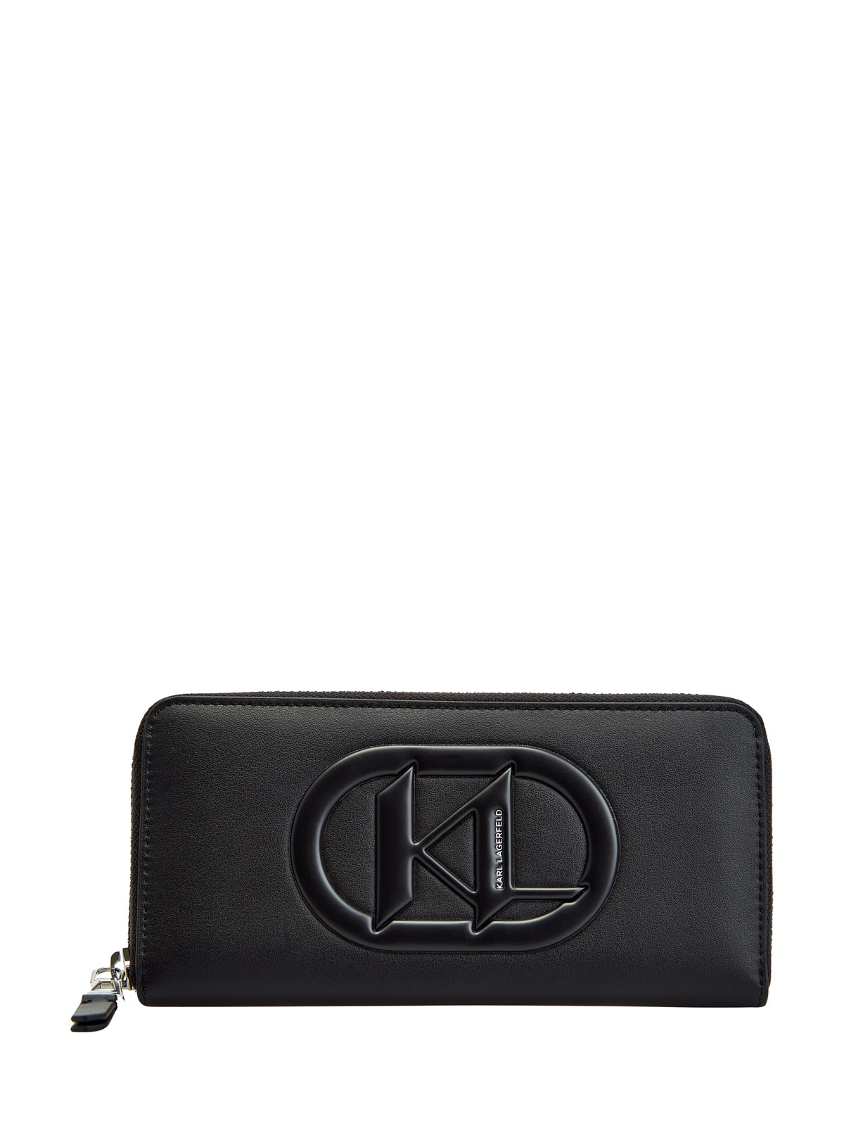 Кожаный кошелек K/Monogram Patch с двумя отделениями KARL LAGERFELD, цвет черный, размер 37;38;39;40;41;42