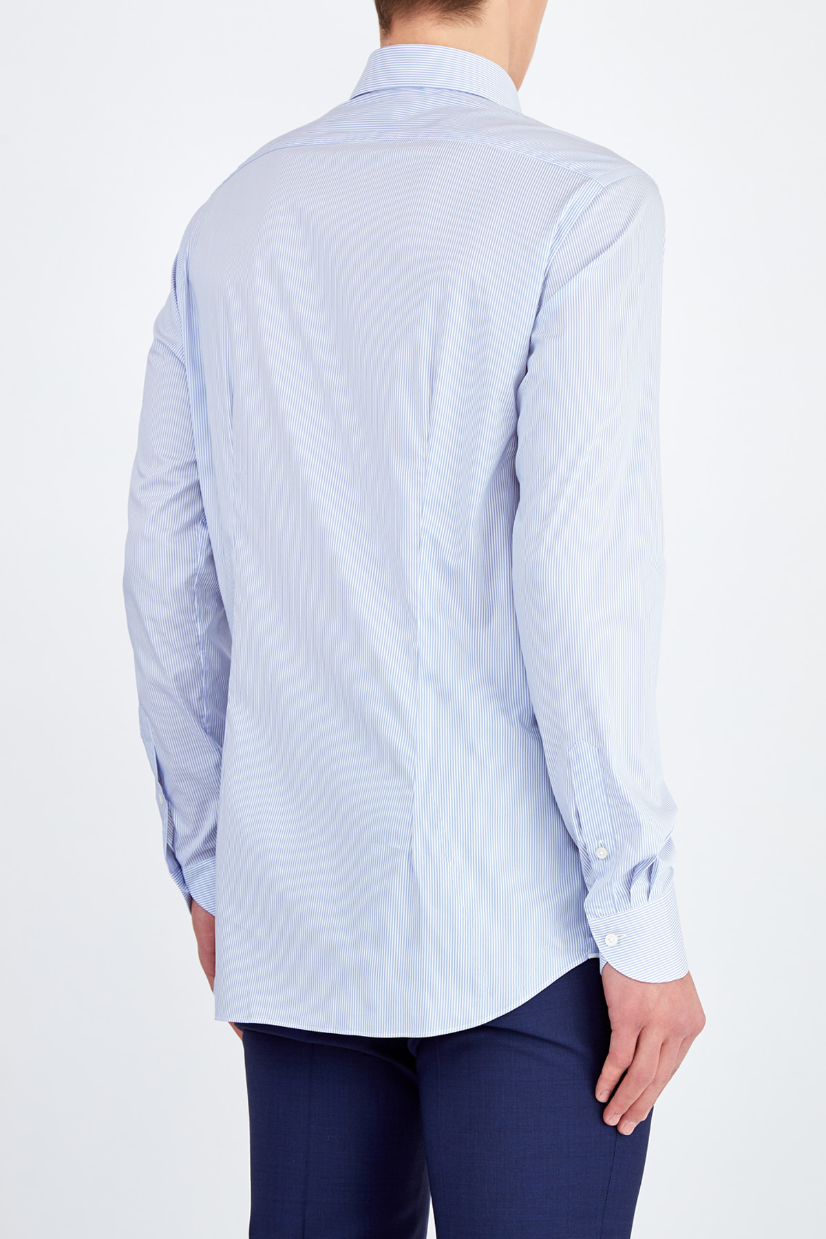 Рубашка из поплина в тонкую полоску комфортного кроя Tailor Fit XACUS, цвет голубой, размер 50;52;52 - фото 4