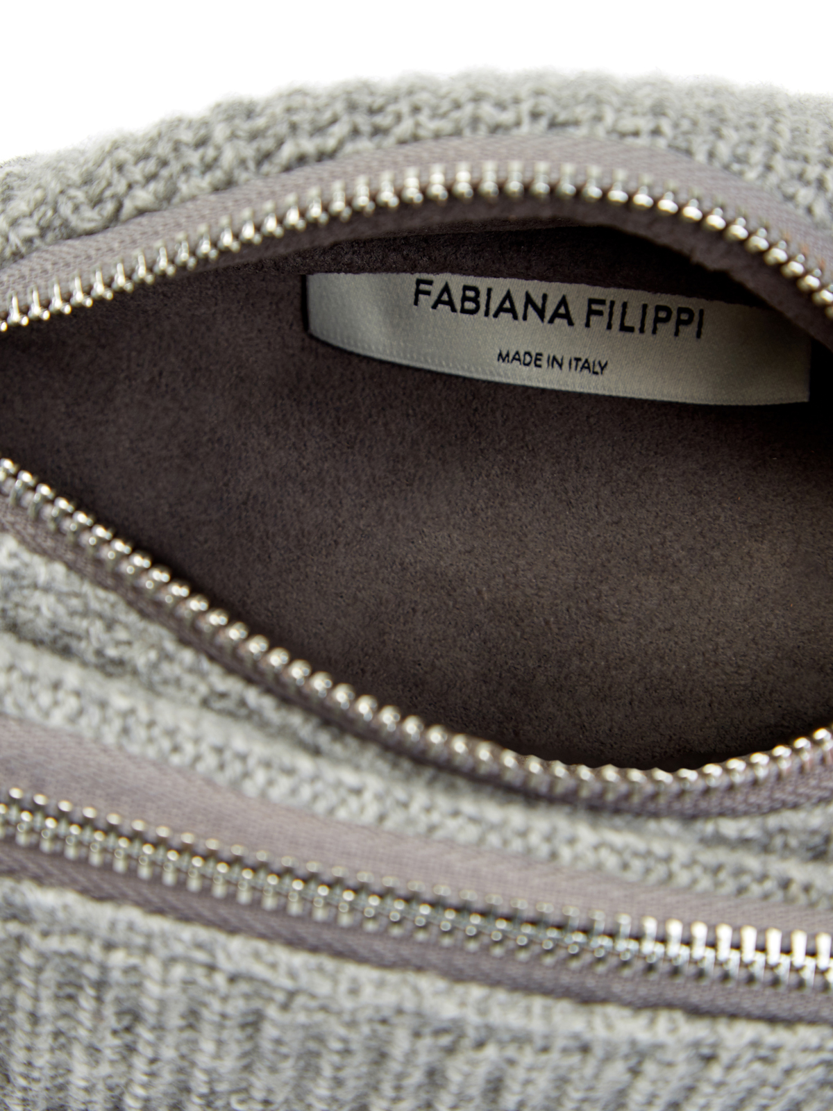 Вязаная поясная сумка из кашемира и шерсти FABIANA FILIPPI, цвет серый, размер 42;40 - фото 7
