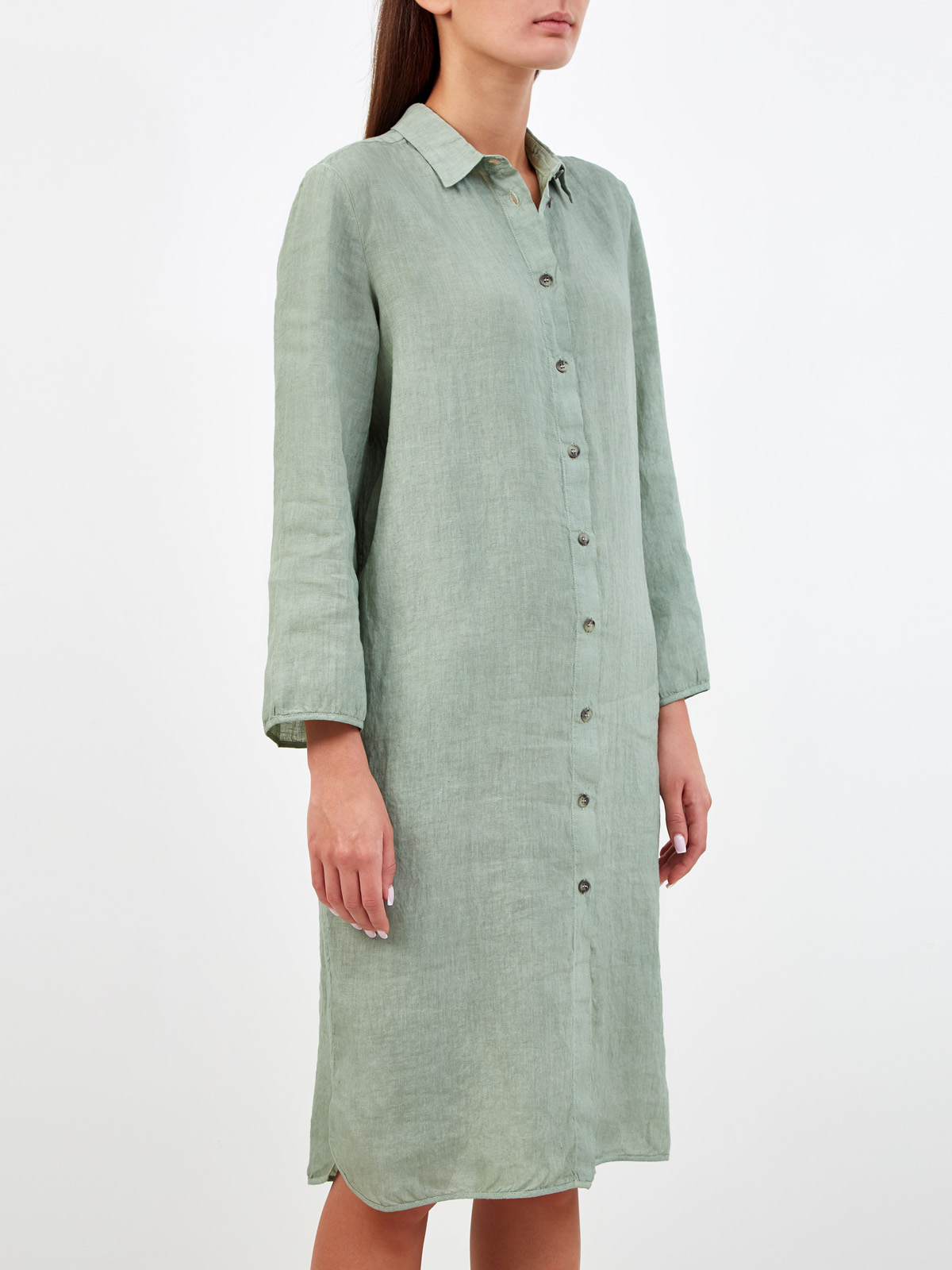 Платье-рубашка из дышащей льняной ткани GRAN SASSO, цвет зеленый, размер 40;42;44;48 - фото 3