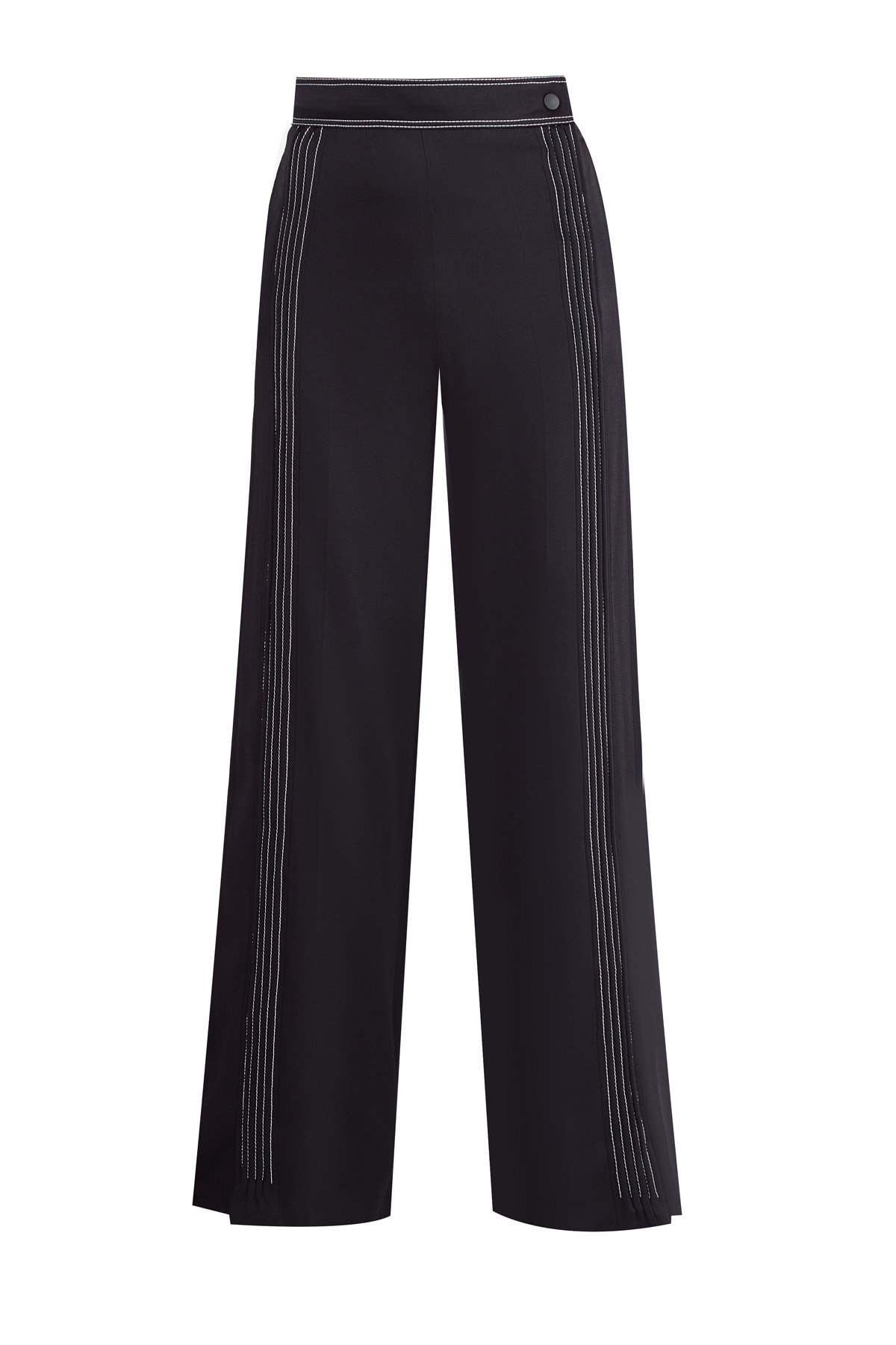 Черные брюки палаццо с фактурными стегаными деталями VALENTINO, цвет черный, размер 38;40 - фото 1