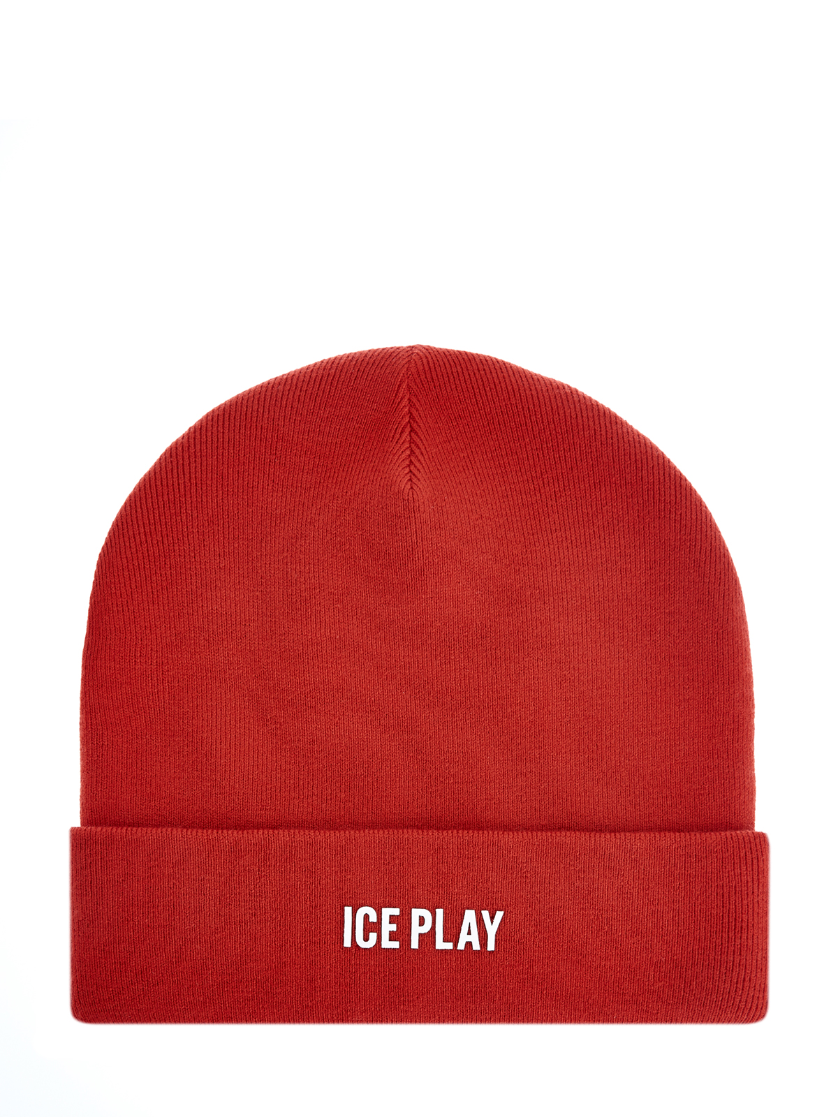 Яркая шапка с отворотом и контрастным логотипом ICE PLAY, цвет красный, размер 48;50;52 - фото 1