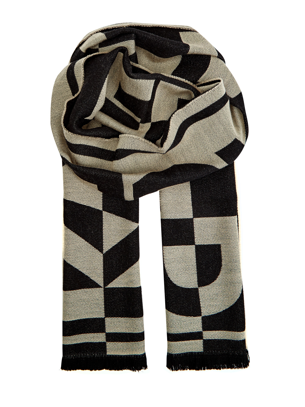 Шерстяной шарф с макро-принтом в технике интарсии KARL LAGERFELD, цвет мульти, размер 37;38;38.5;39;39.5 - фото 1