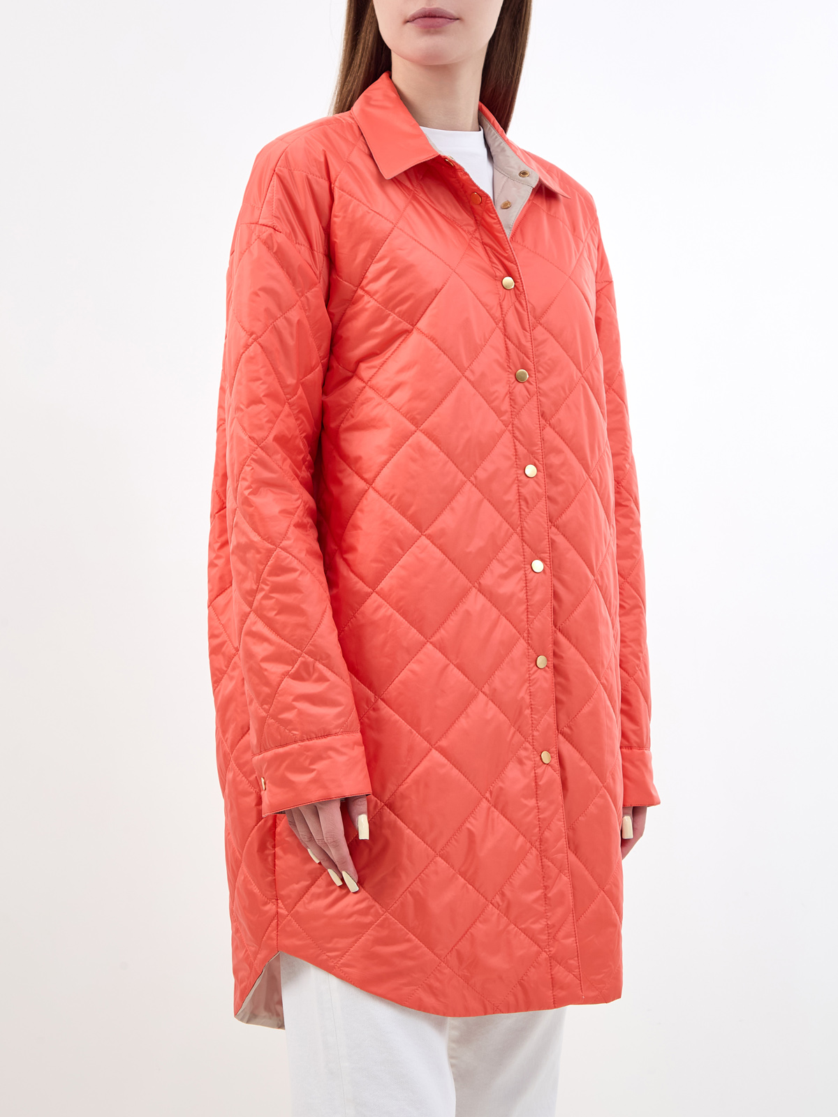 Двусторонняя куртка удлиненного кроя из влагозащитного нейлона LORENA ANTONIAZZI, цвет оранжевый, размер 42;44;46;40 - фото 4