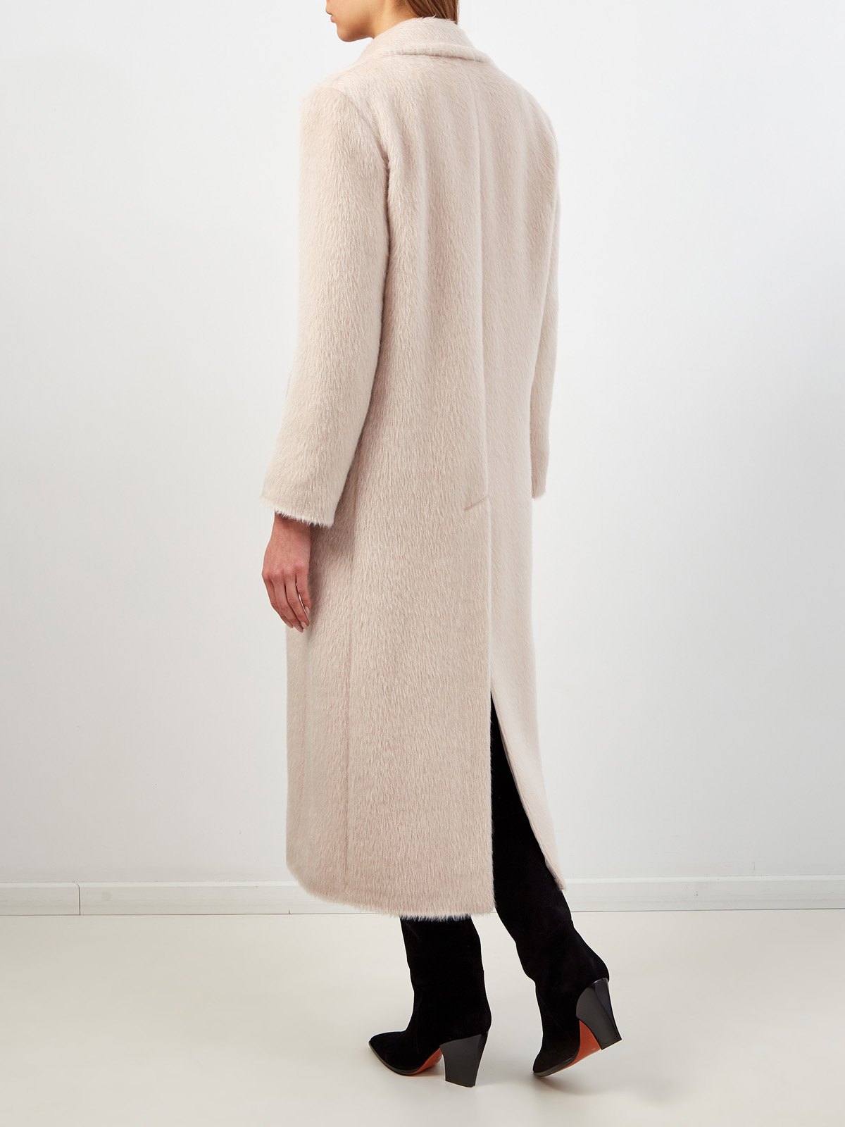 Двубортное пальто ручной работы из альпаки Suri и шерсти PESERICO, цвет бежевый, размер 40;42 - фото 4
