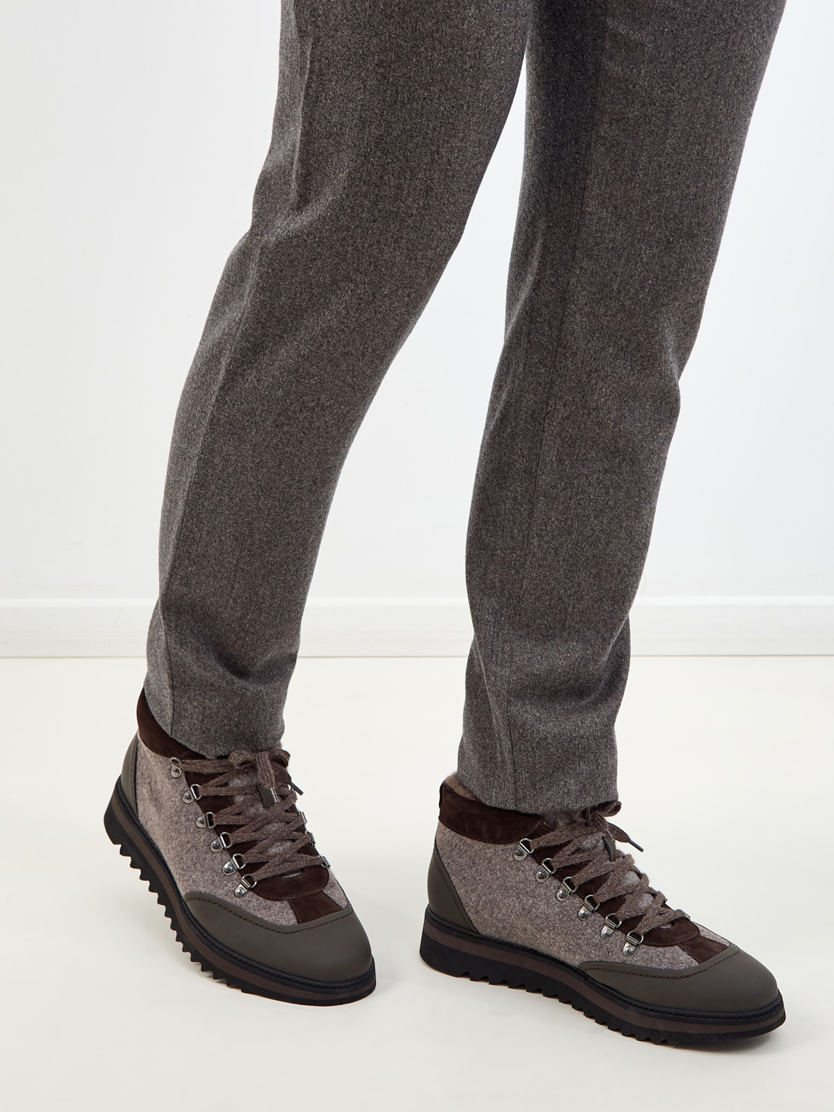 Комбинированные ботинки из шерсти и замши с меховой отделкой BARRETT, цвет коричневый, размер 40.5;41;41.5;42;42.5;43;43.5;44 - фото 2