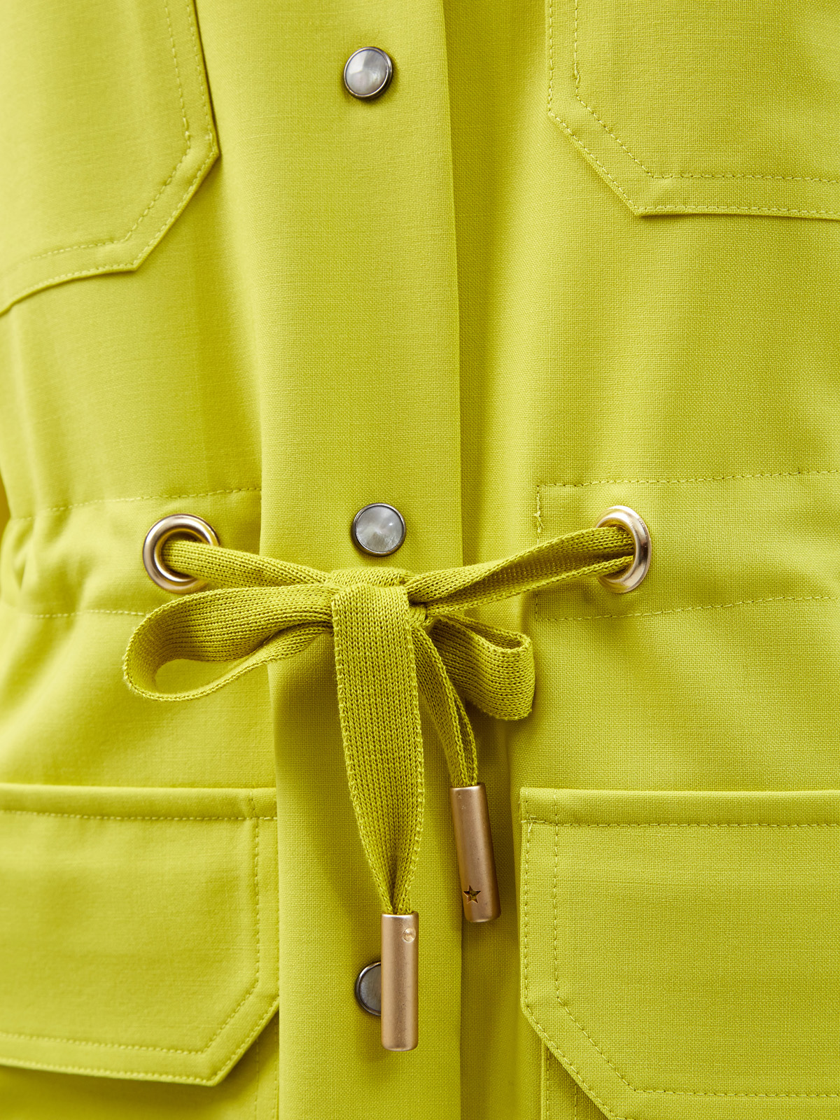 Жакет из костюмной шерстяной ткани в стиле милитари LORENA ANTONIAZZI, цвет желтый, размер 42;40 - фото 5