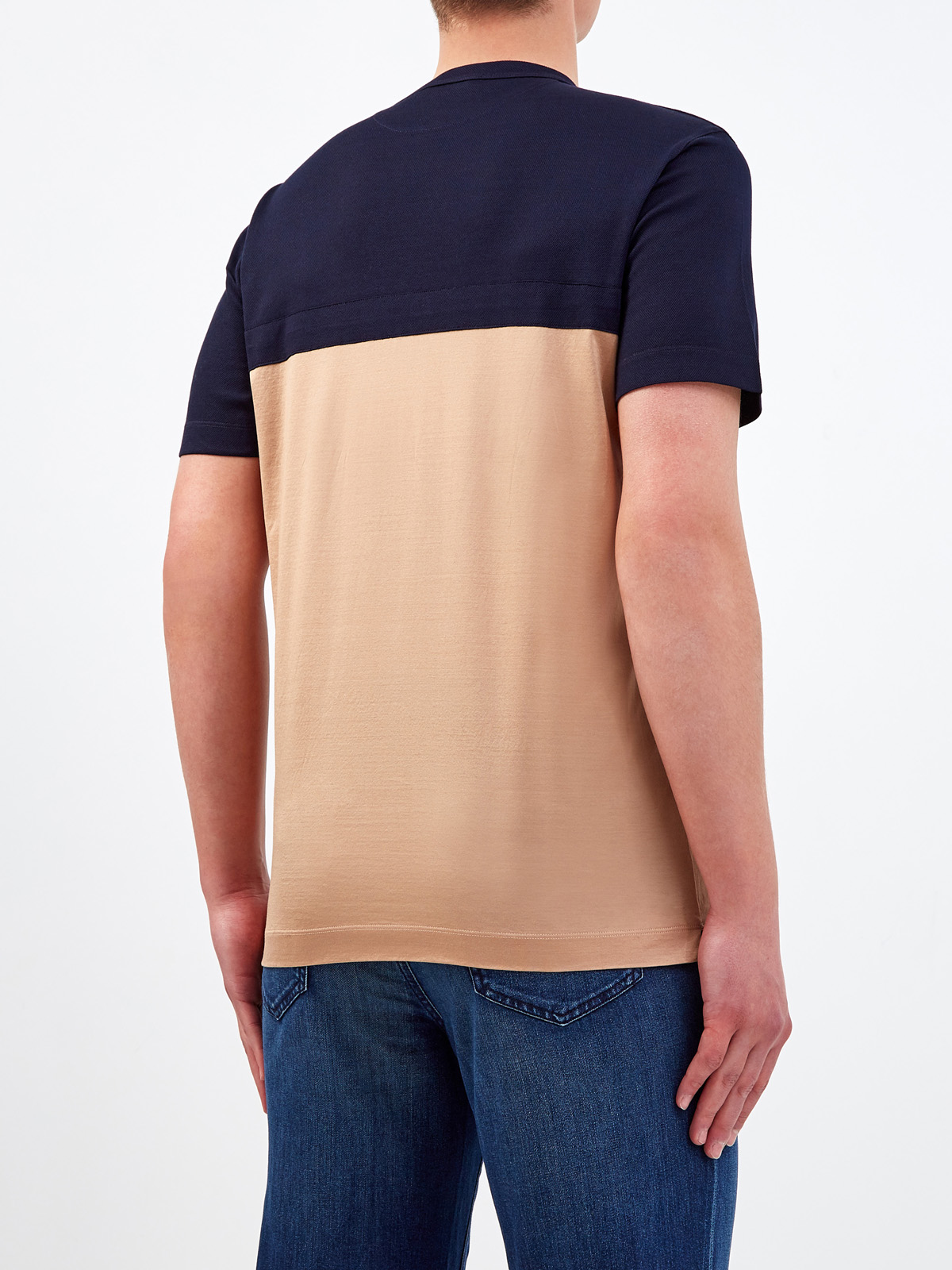 Хлопковая футболка в стиле colorblock с принтом CORTIGIANI, цвет мульти, размер 52;58;60;50 - фото 4