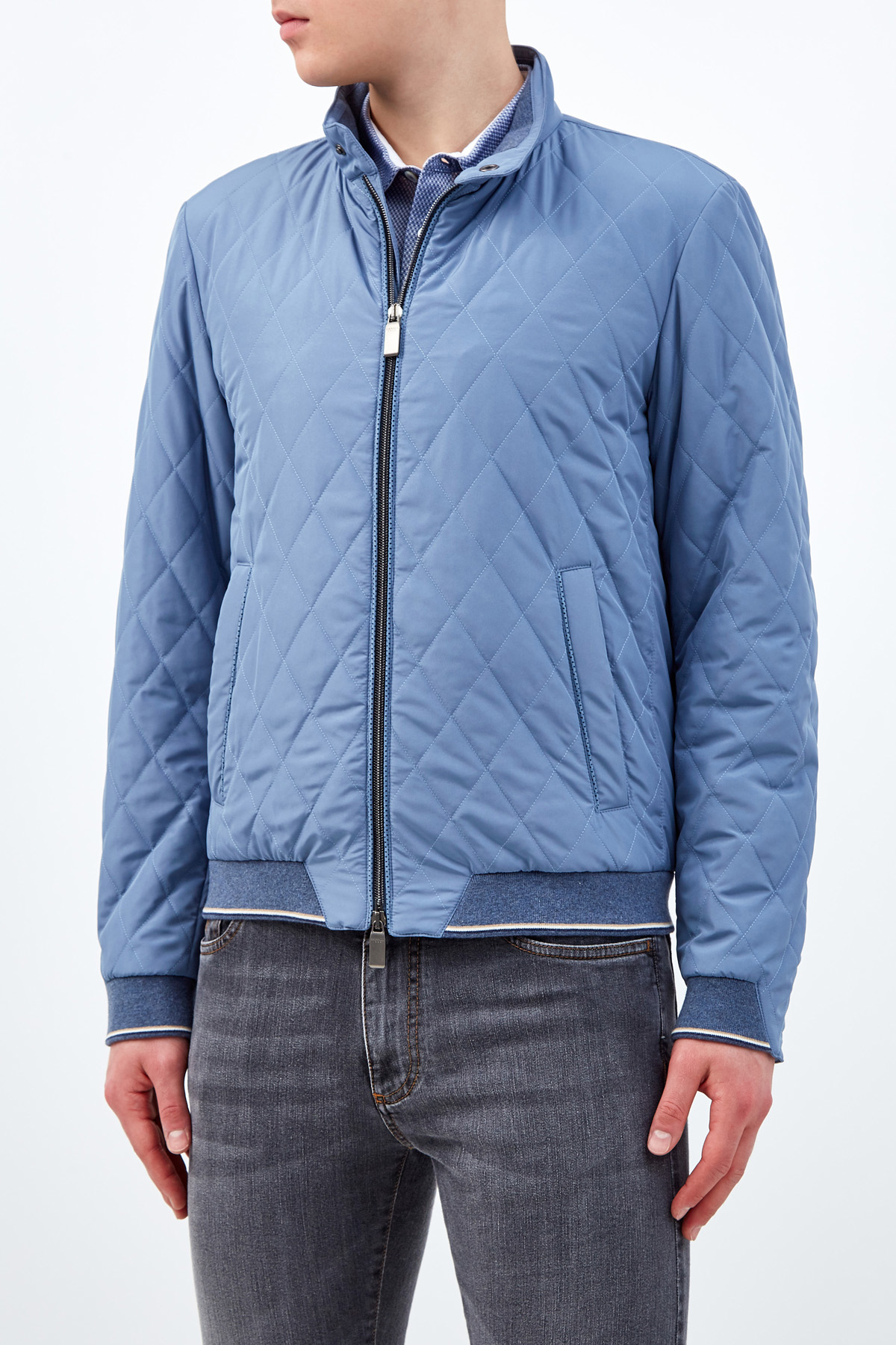 Стеганая куртка из водонепроницаемой ткани Rain Protection CANALI, цвет голубой, размер 50;52;54;56;48 - фото 3