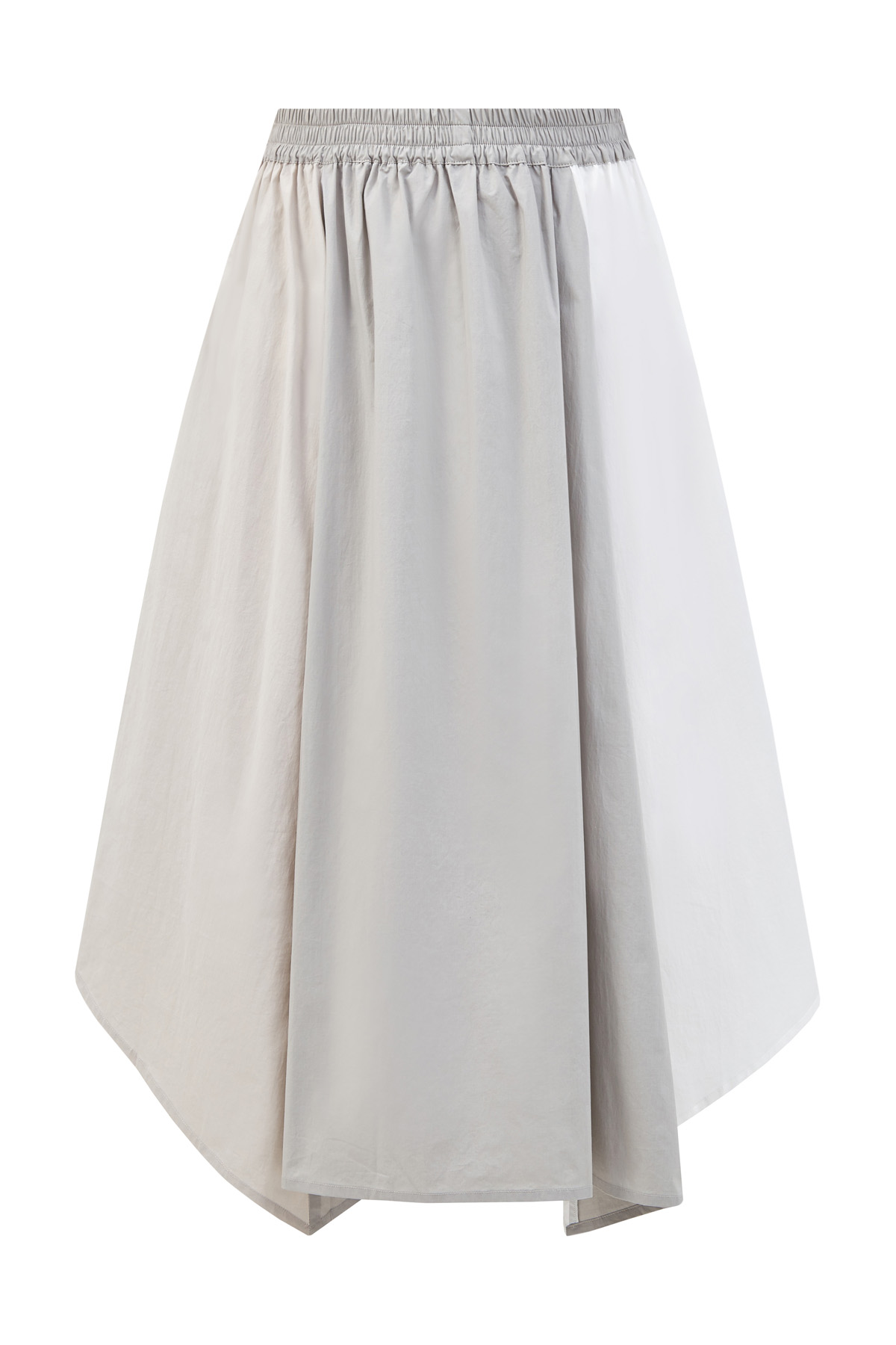 Асимметричная юбка-colorblock из хлопкового поплина LORENA ANTONIAZZI, цвет серый, размер 40;42 - фото 1