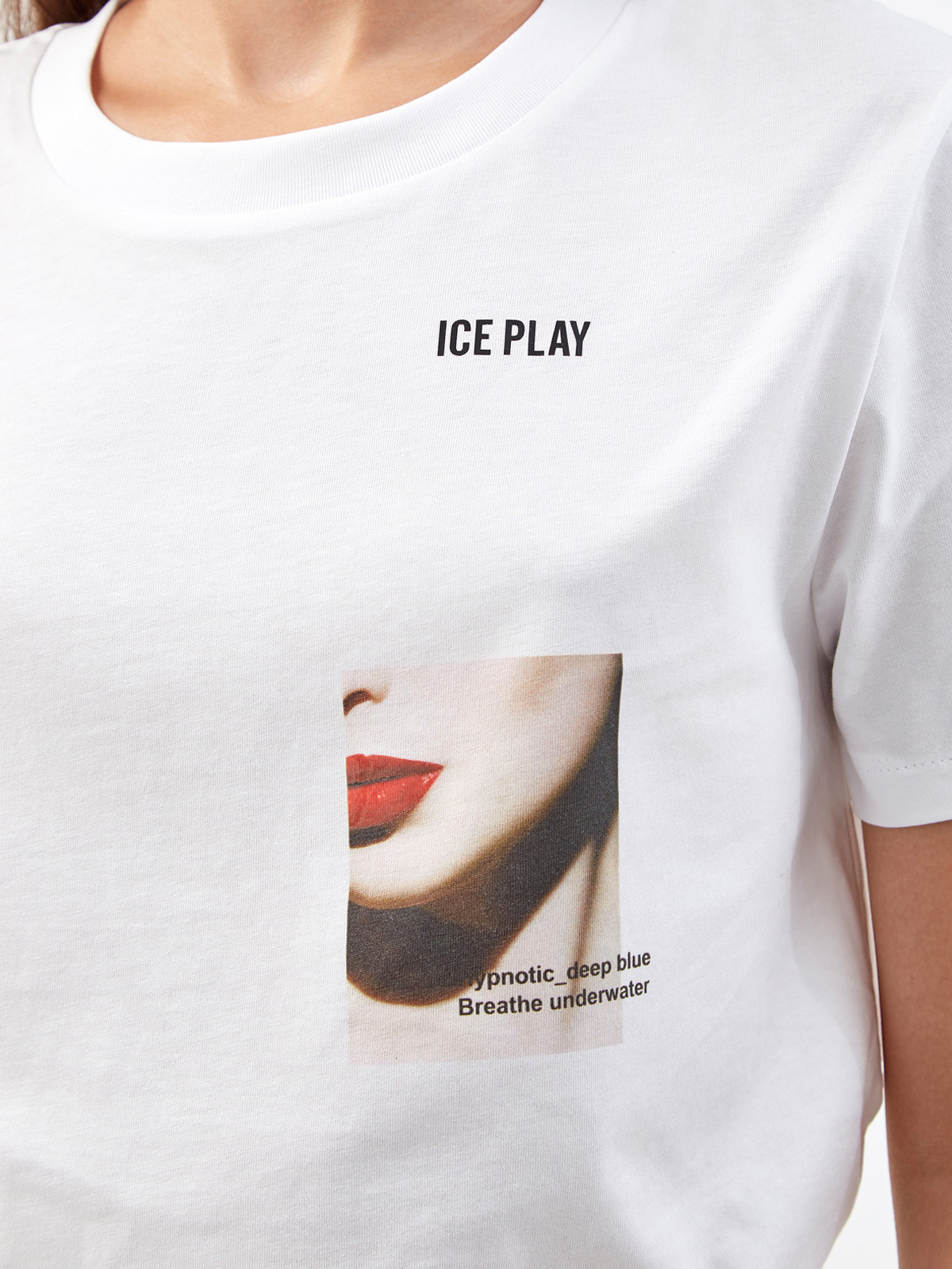 Хлопковая футболка свободного кроя с принтом ICE PLAY, цвет белый, размер XS;S;M;L - фото 5