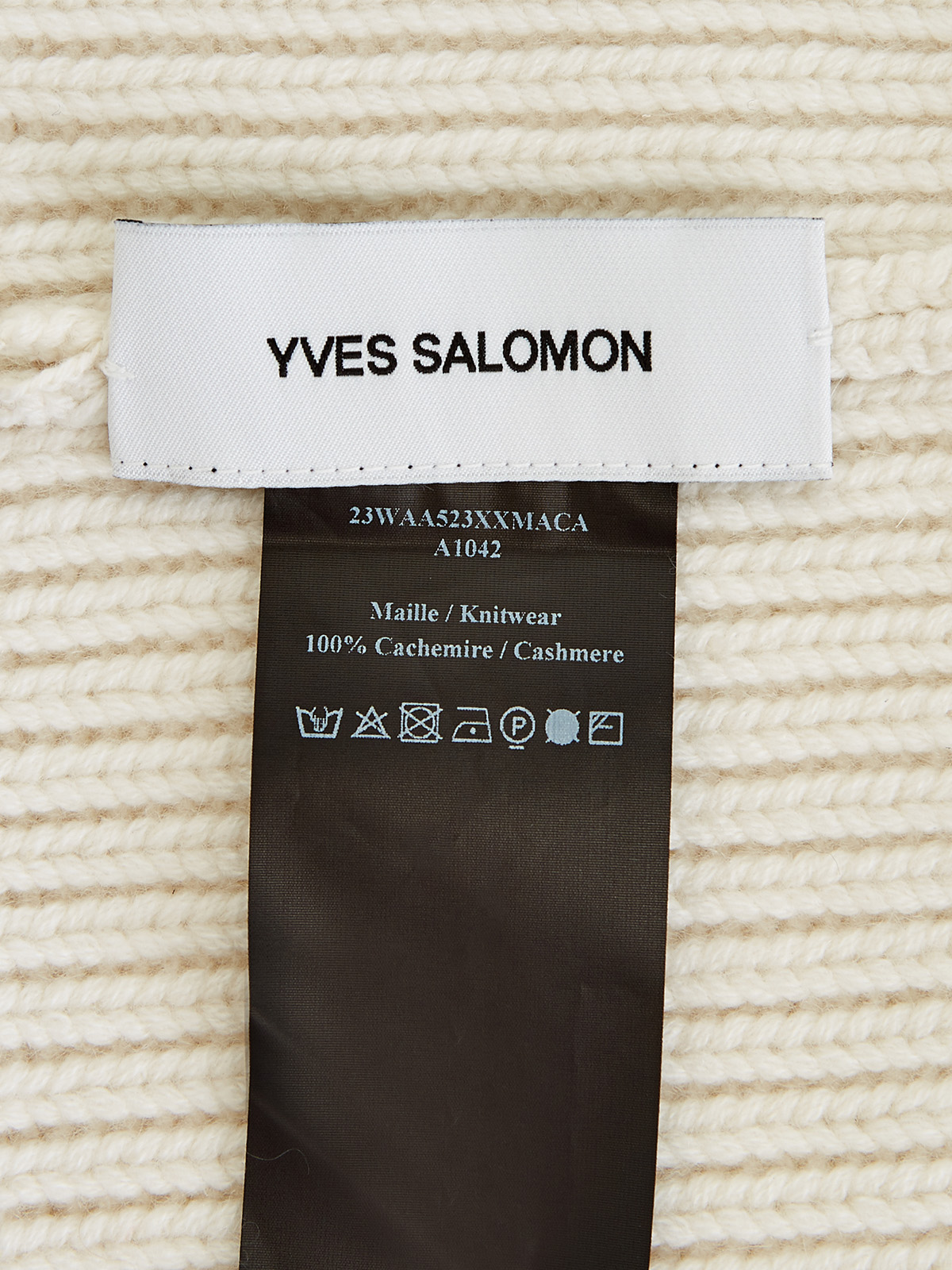 Теплая шапка из кашемира английской вязки YVES SALOMON, цвет белый, размер 36;38 - фото 4