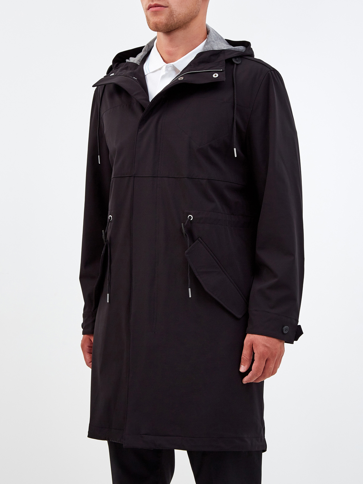 Удлиненная куртка с капюшоном и аппликацией на спинке BIKKEMBERGS, цвет черный, размер M;L;XL - фото 3