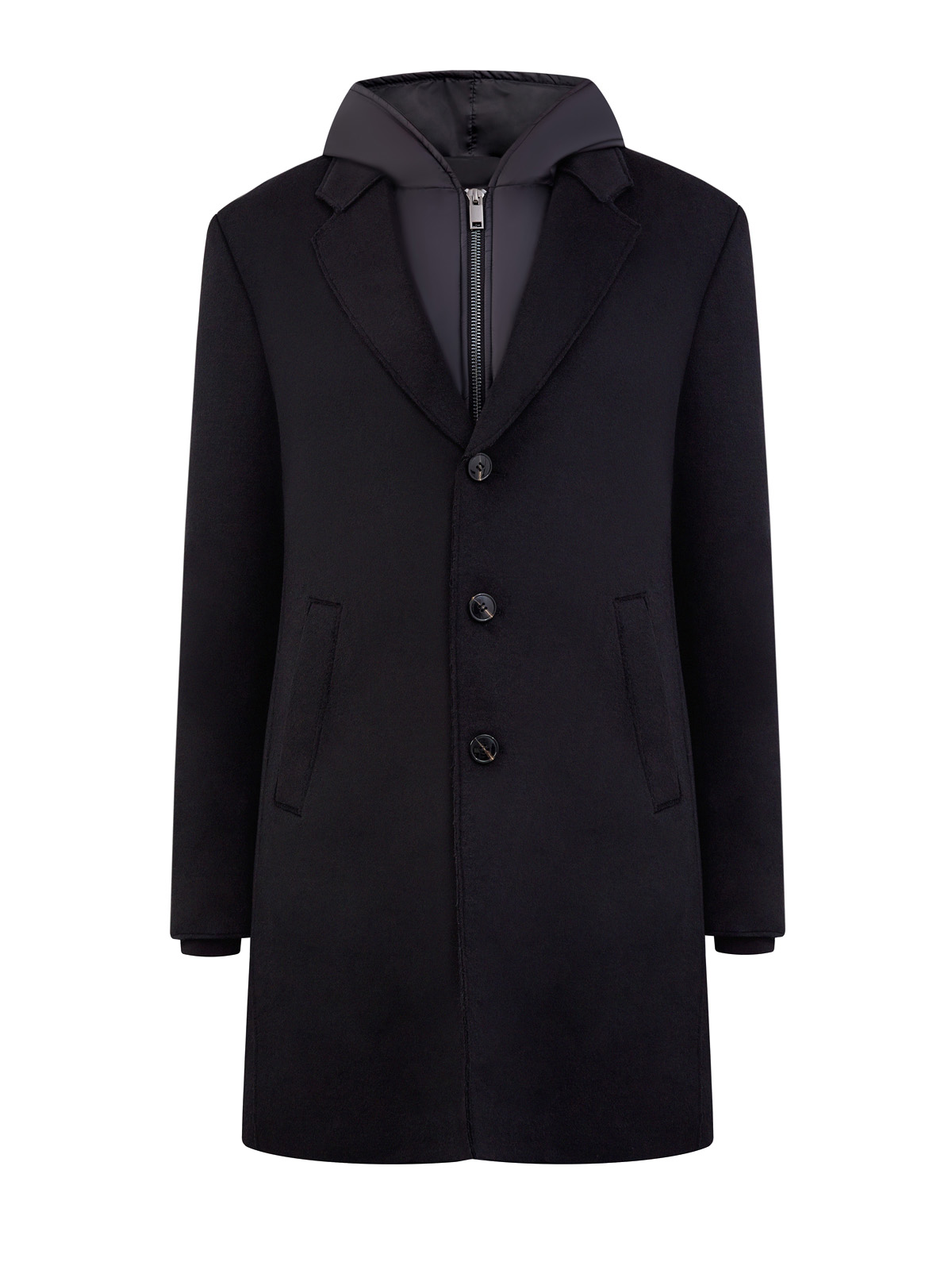 Комбинированное пальто из шерсти и нейлона CUDGI, цвет черный, размер L;M;XL;2XL;3XL - фото 1