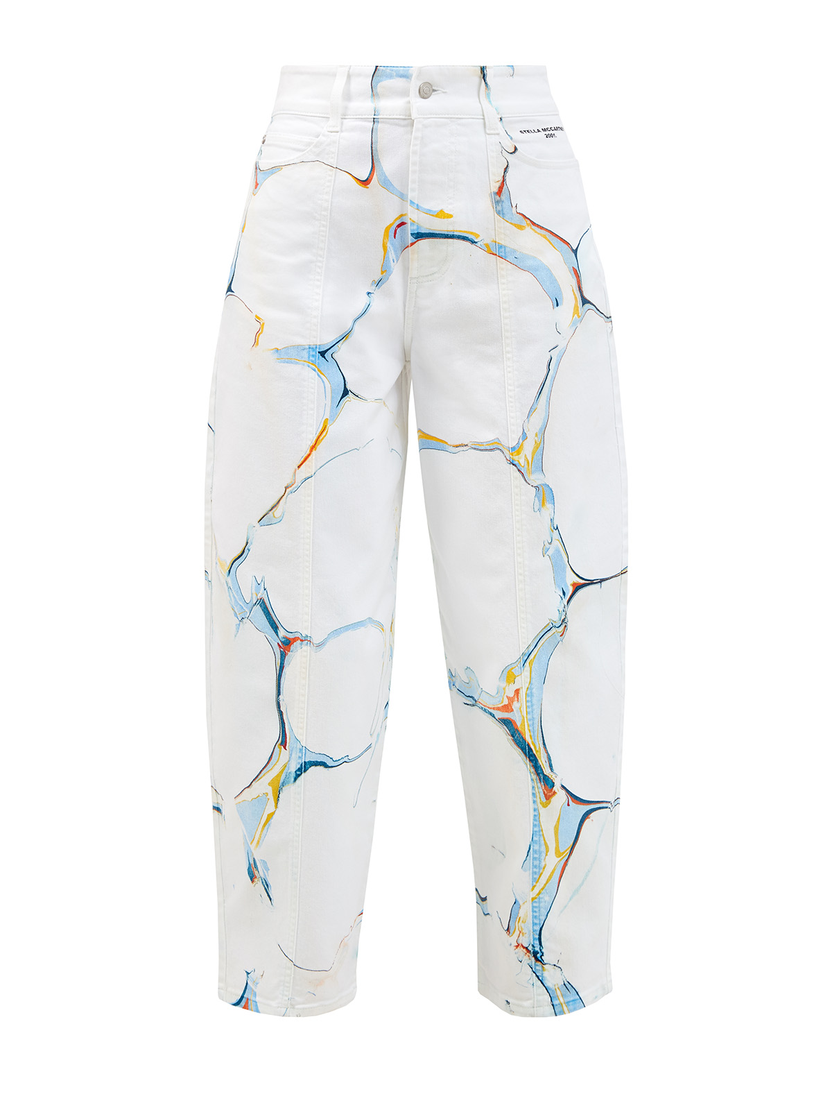 Укороченные джинсы из хлопкового денима COREVA® STELLA McCARTNEY белого цвета