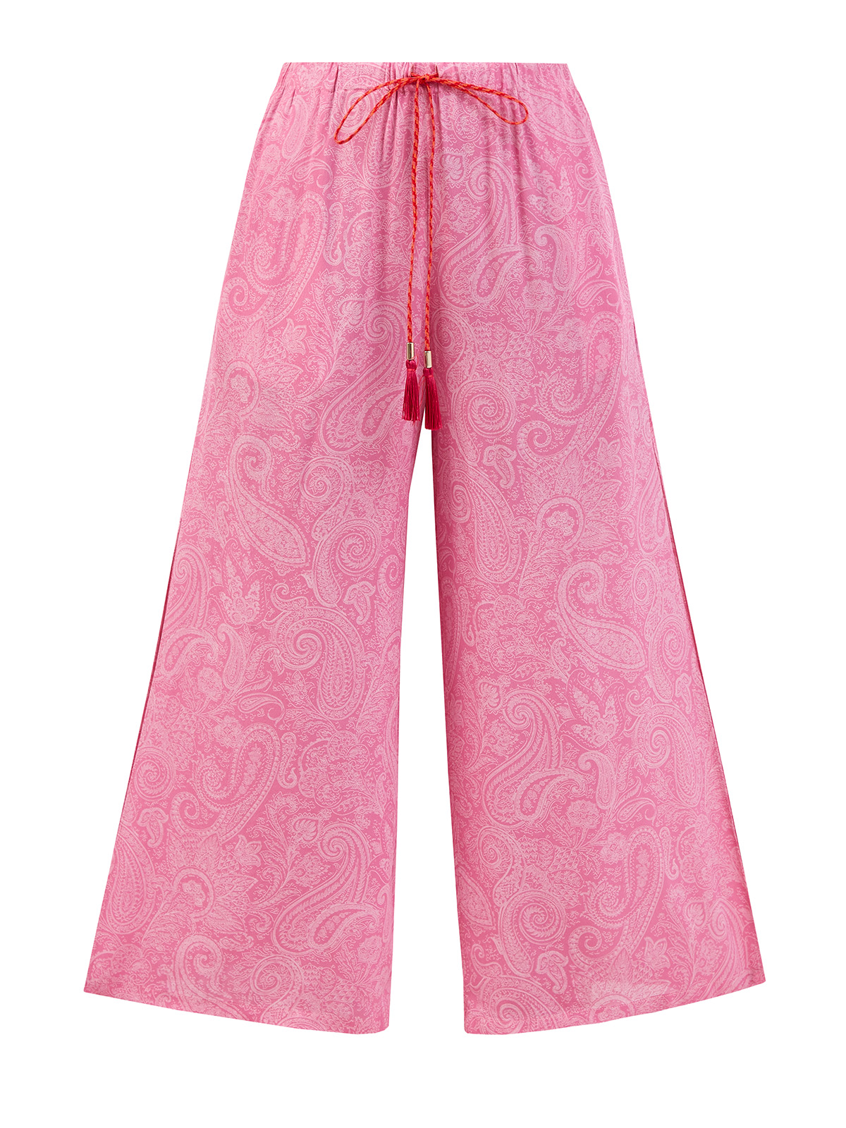 Легкие брюки с разрезами и флористическим паттерном ETRO розового цвета