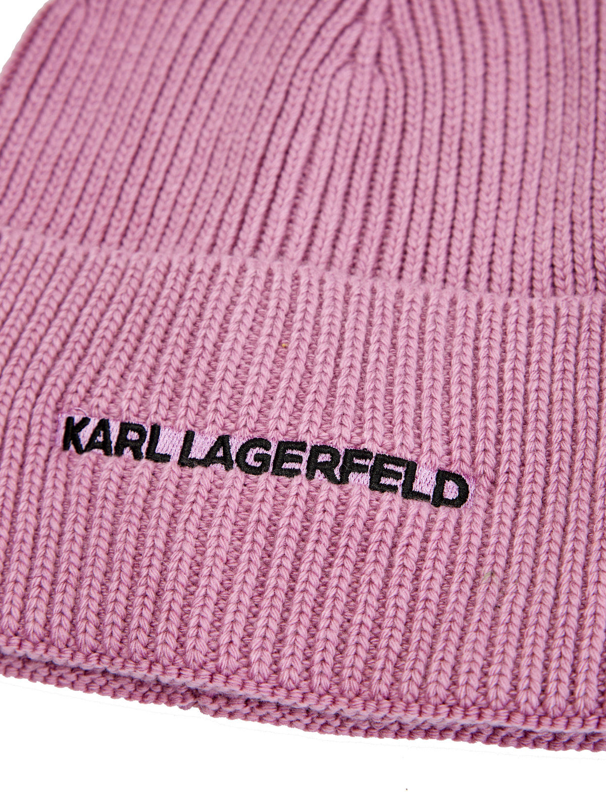 Теплая шапка из коллекции K/Essential с вышивкой на отвороте KARL LAGERFELD, цвет розовый, размер 37;38;39;40;41;42 Теплая шапка из коллекции K/Essential с вышивкой на отвороте - фото 3