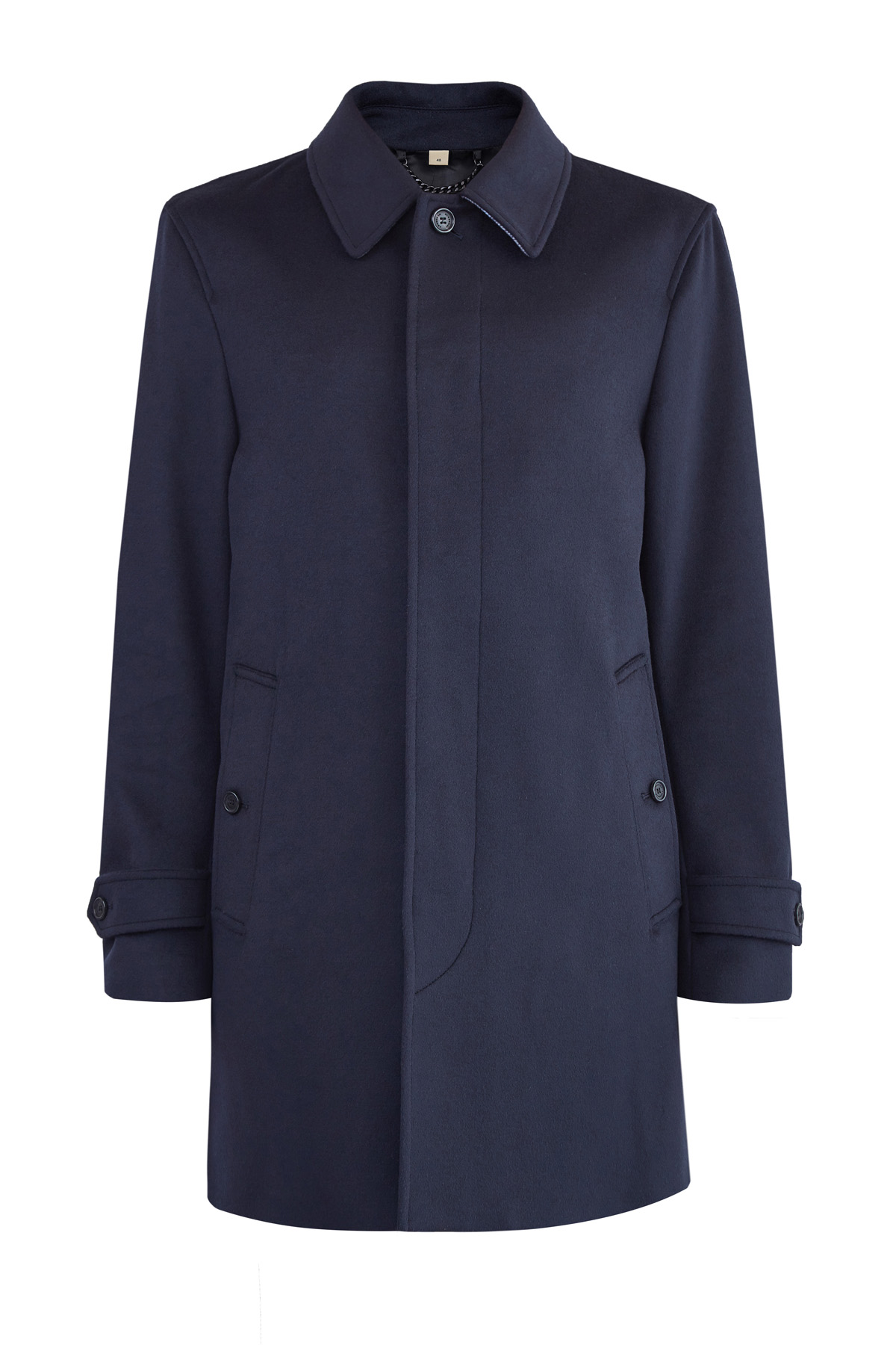Классическое пальто из шерстяного драпа BURBERRY, цвет синий, размер M;L - фото 1