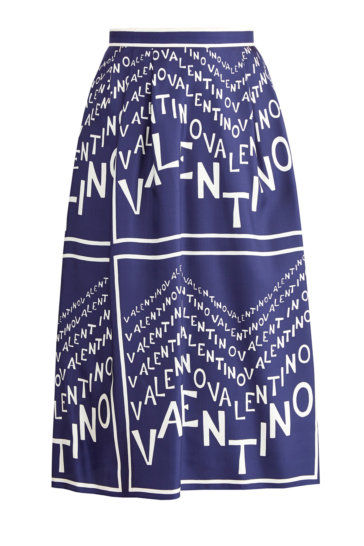 Юбка из атласного шелка с принтом Valentino Chevron VALENTINO, цвет синий, размер 44 - фото 1