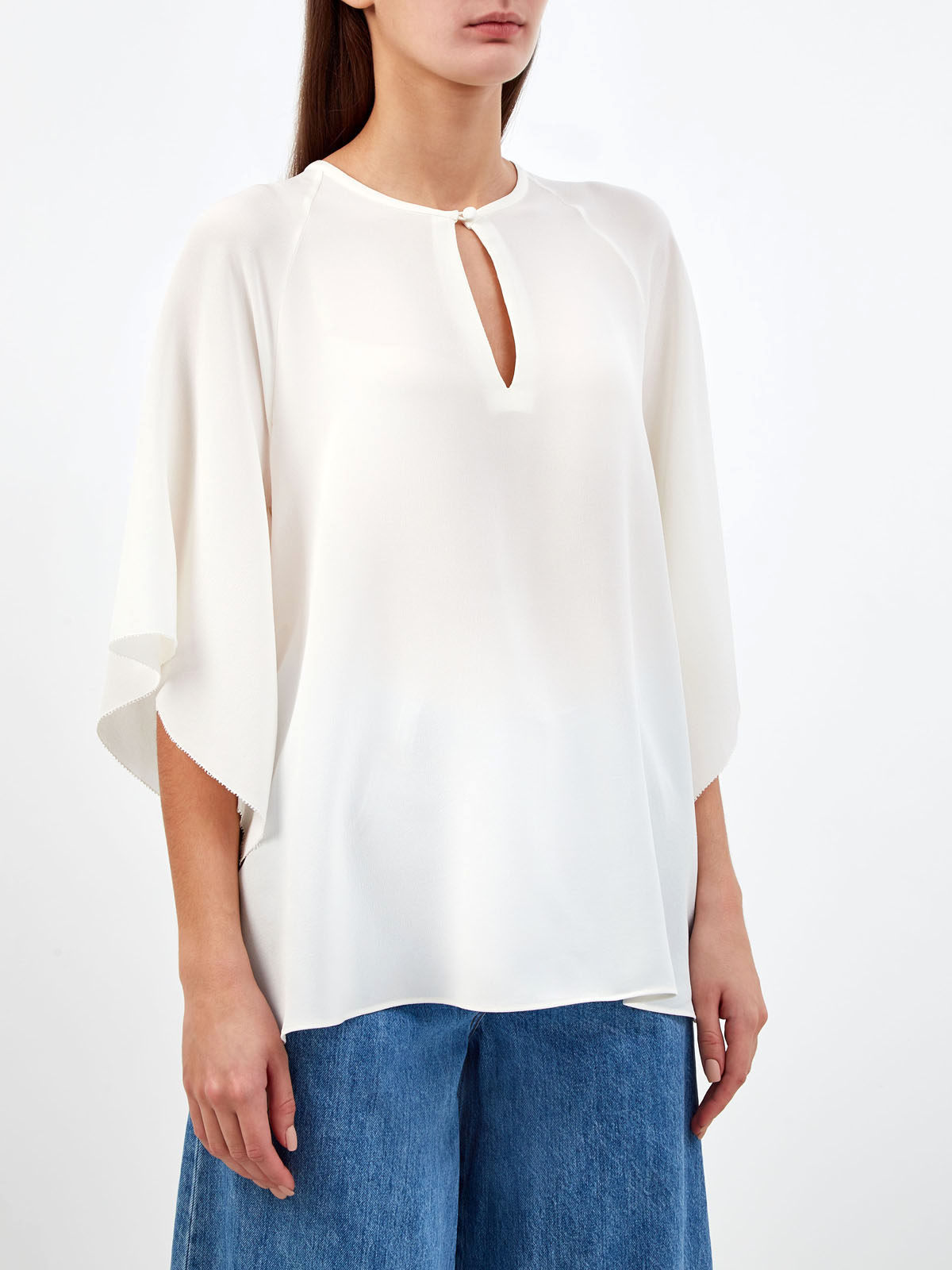 Свободная блуза из струящегося шелка с рукавами ¾ ETRO, цвет белый, размер 44;46;50;42 - фото 3