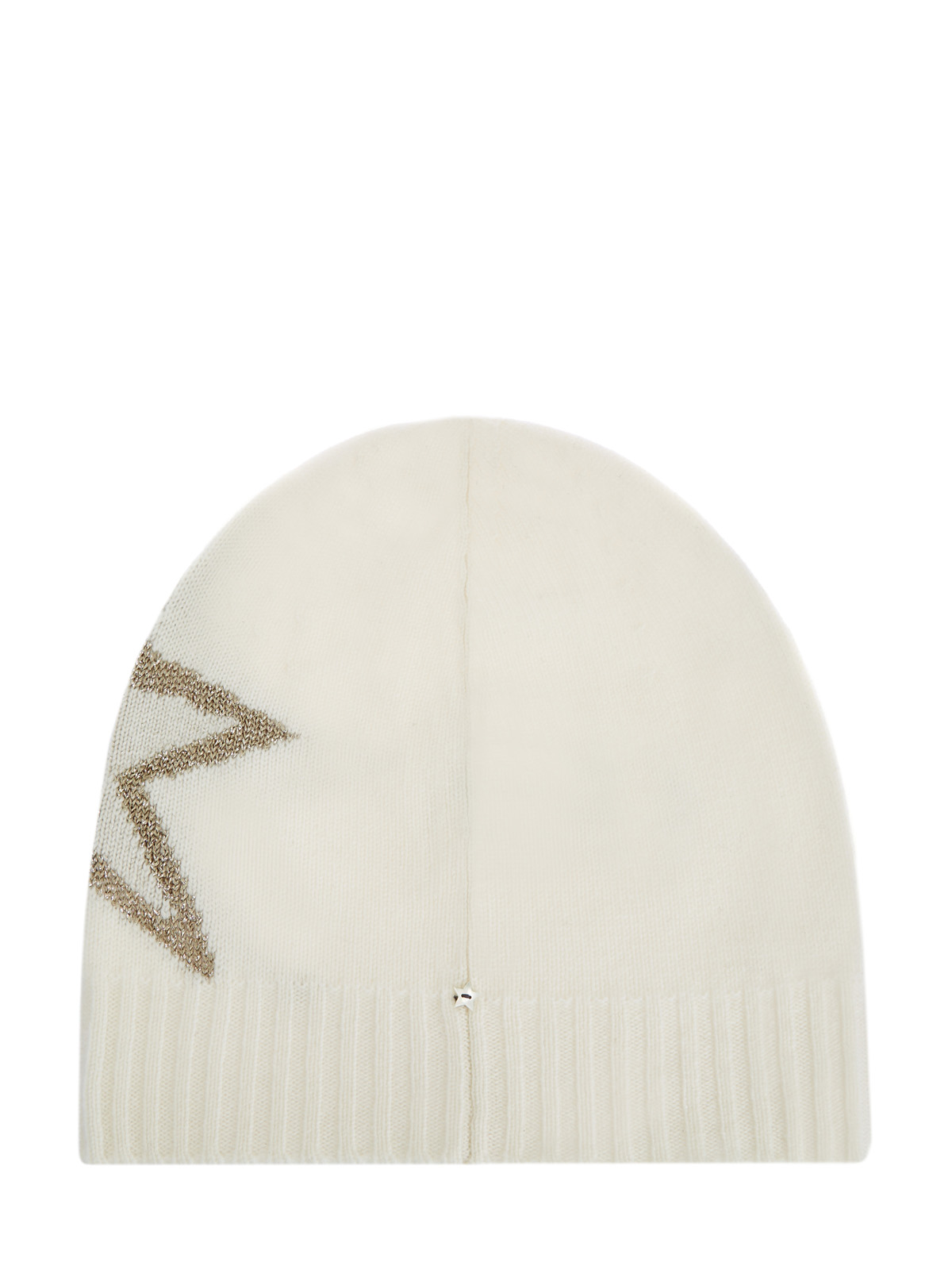 Кашемировая шапка с интарсией из люрекса LORENA ANTONIAZZI, цвет белый, размер S;M - фото 4