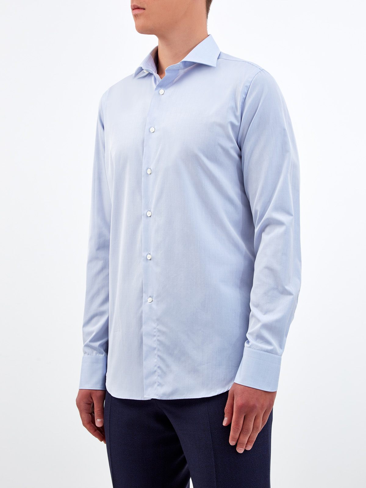 Рубашка с длинными рукавами из хлопкового поплина CANALI, цвет голубой, размер 48;50;52;54;56;58;60;62 - фото 3
