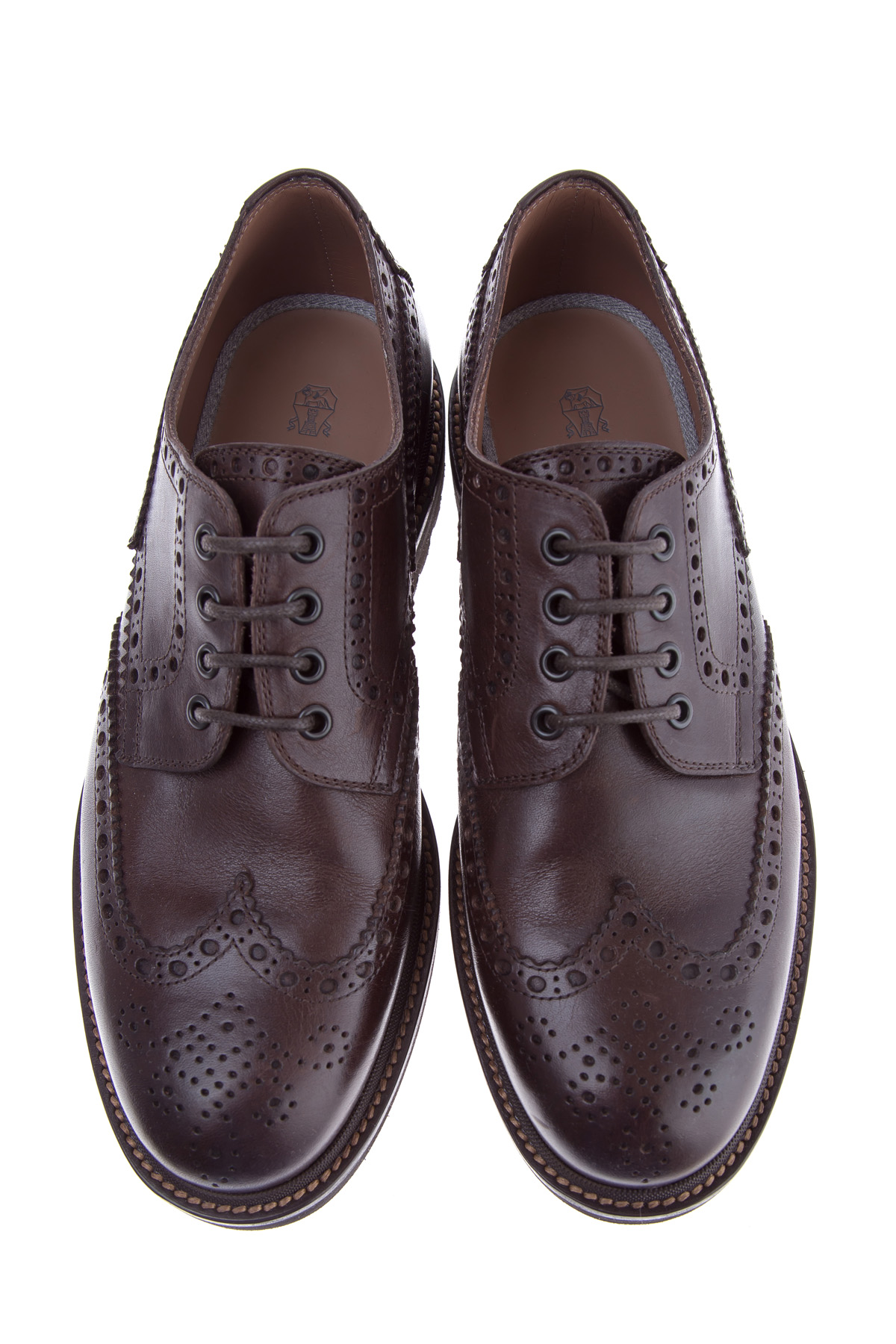 Ботинки с брогированием и массивной подошвой BRUNELLO CUCINELLI, цвет коричневый, размер 41 - фото 6