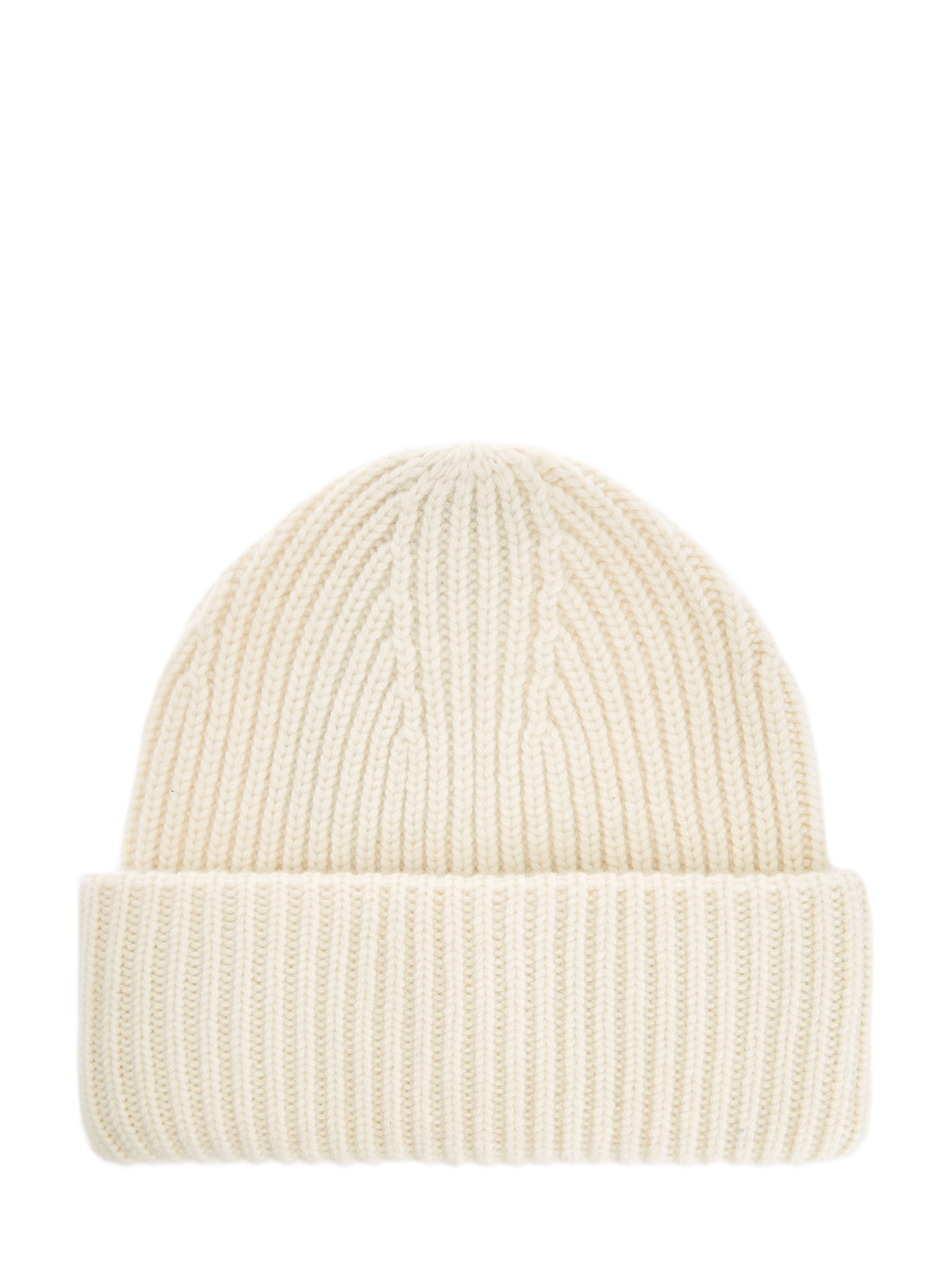 

Кашемировая шапка английской вязки с отворотом, Белый, Кашемировая шапка английской вязки с отворотом