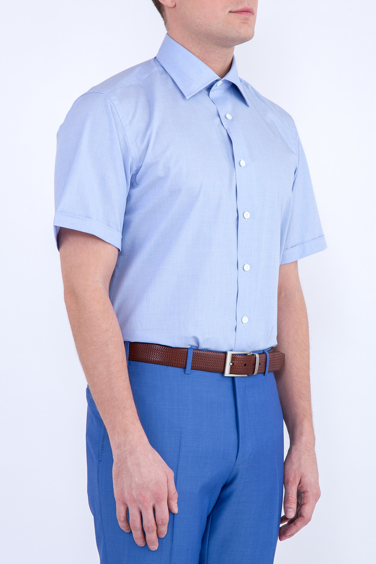 Хлопковая рубашка в стиле минимализм CANALI, цвет голубой, размер 50;60 - фото 3