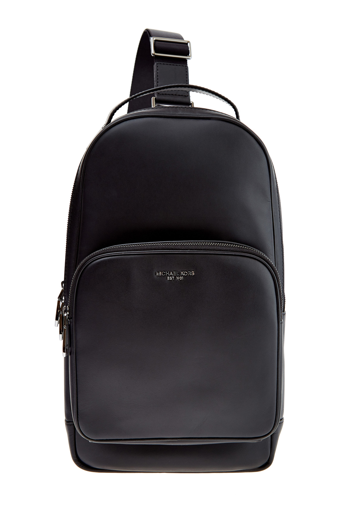 

Crossbody-рюкзак в строгом стиле из черной матовой кожи, Черный