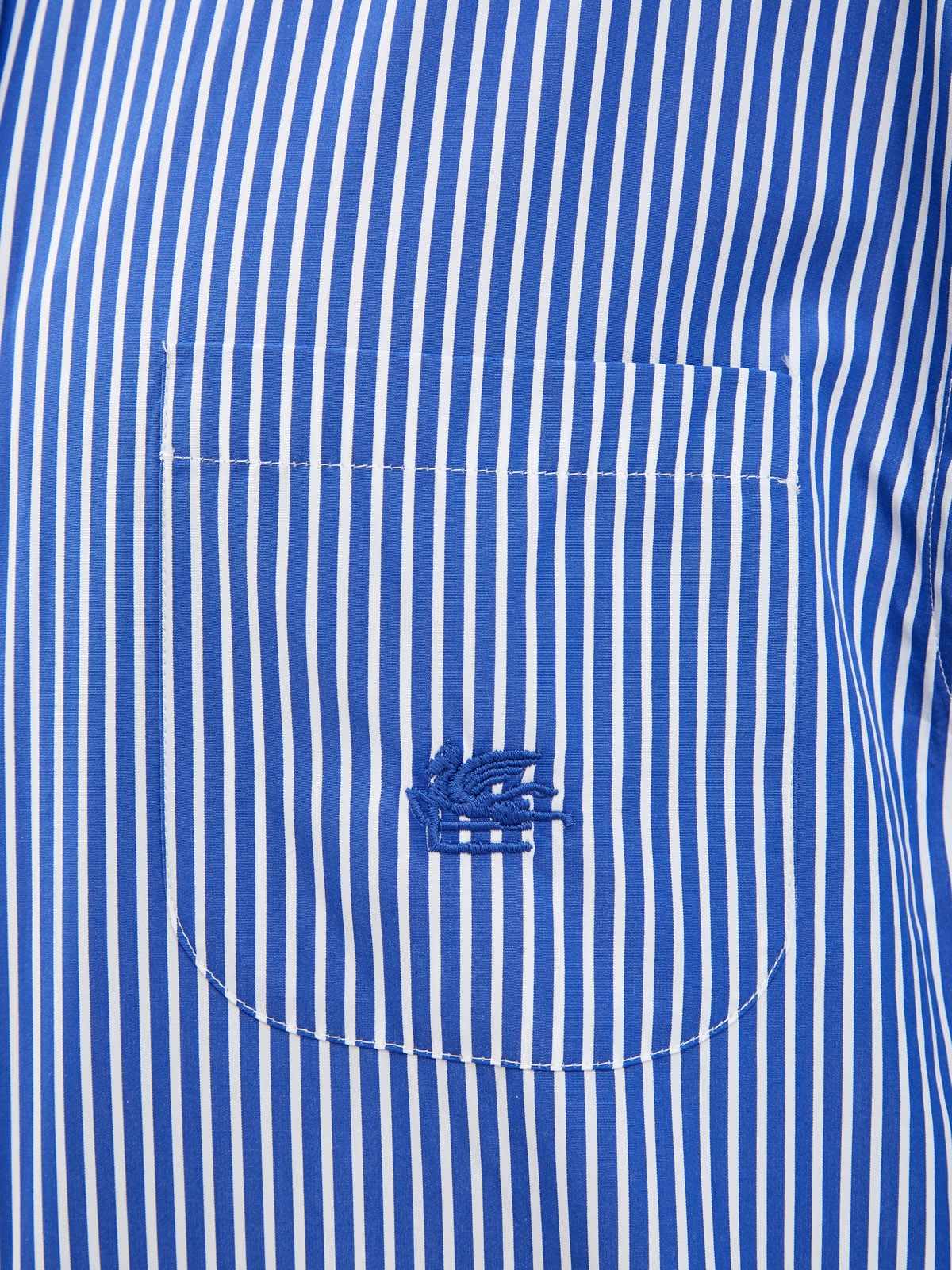 Удлиненная рубашка из поплина в полоску с вышитым логотипом ETRO, цвет синий, размер 38;40;42;44 - фото 5