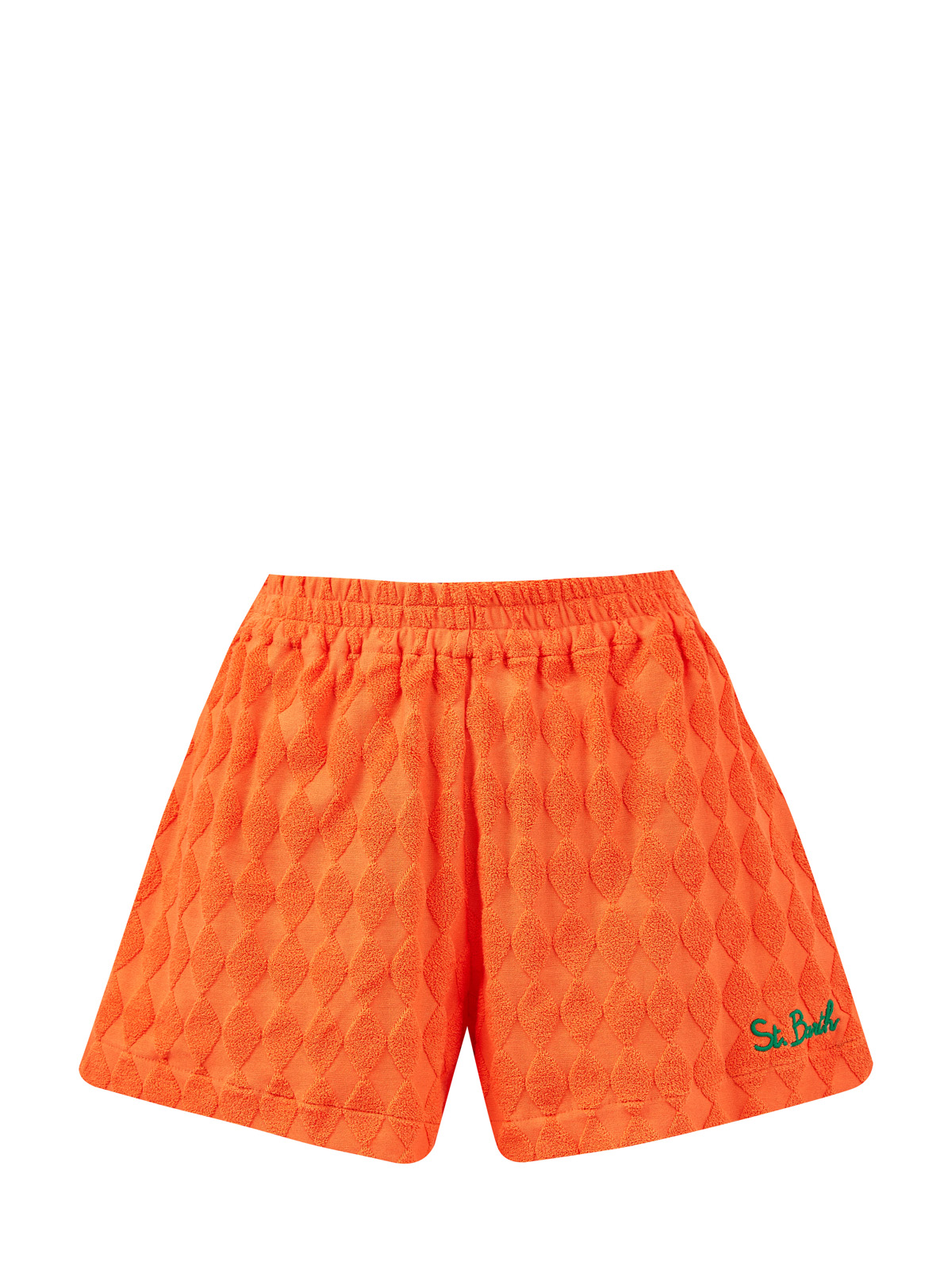Хлопковые шорты с фактурным узором и контрастными деталями MC2 SAINT BARTH, цвет оранжевый, размер 38;40;44