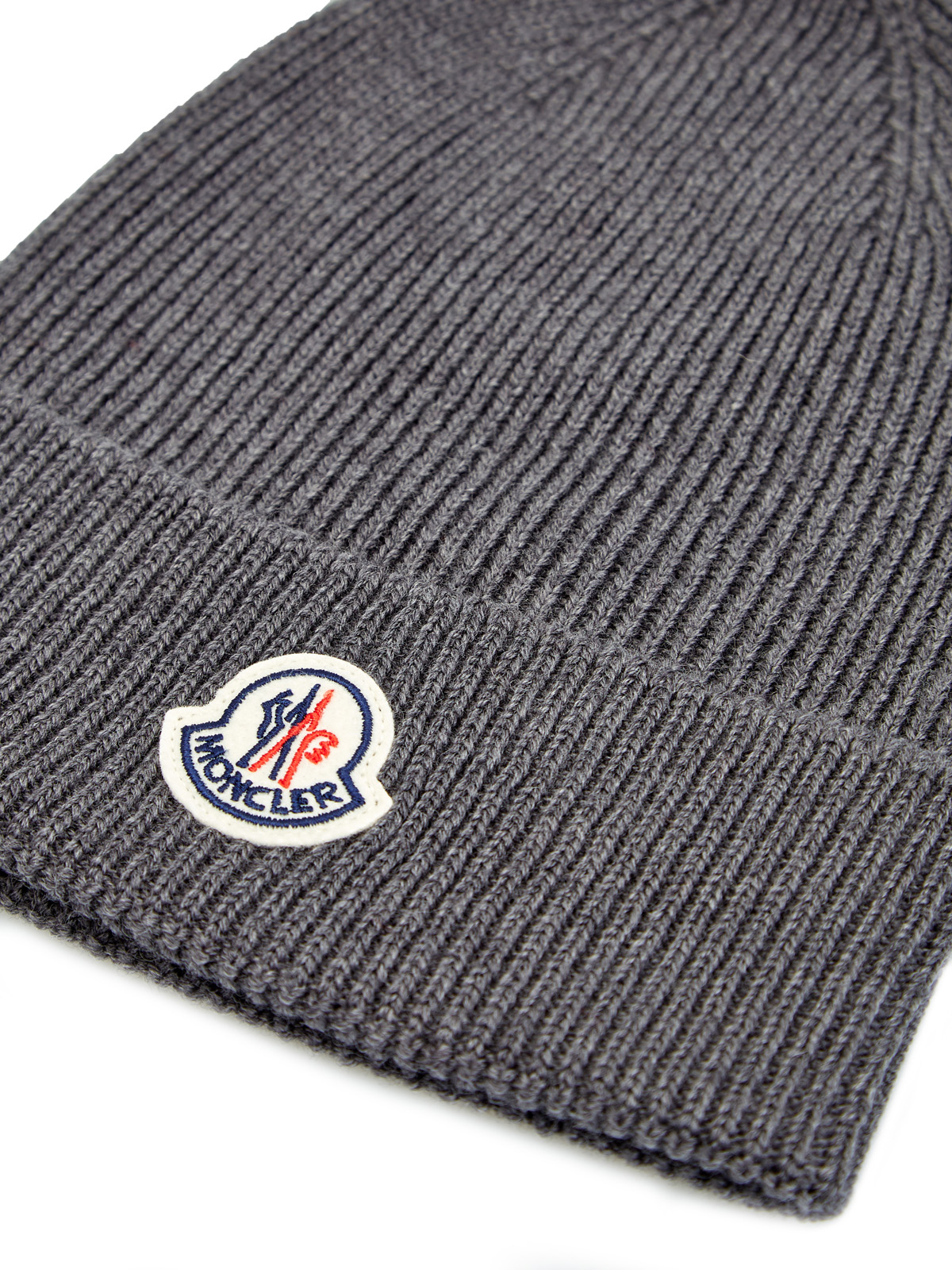 Базовая шапка из шерстяной пряжи с логотипом бренда MONCLER, цвет серый, размер 48;50 - фото 3
