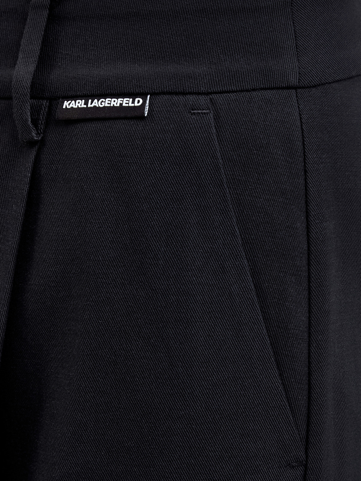 Широкие брюки из лиоцелла и хлопка с фактурными защипами KARL LAGERFELD, цвет черный, размер XS;S;M;L;XL - фото 5