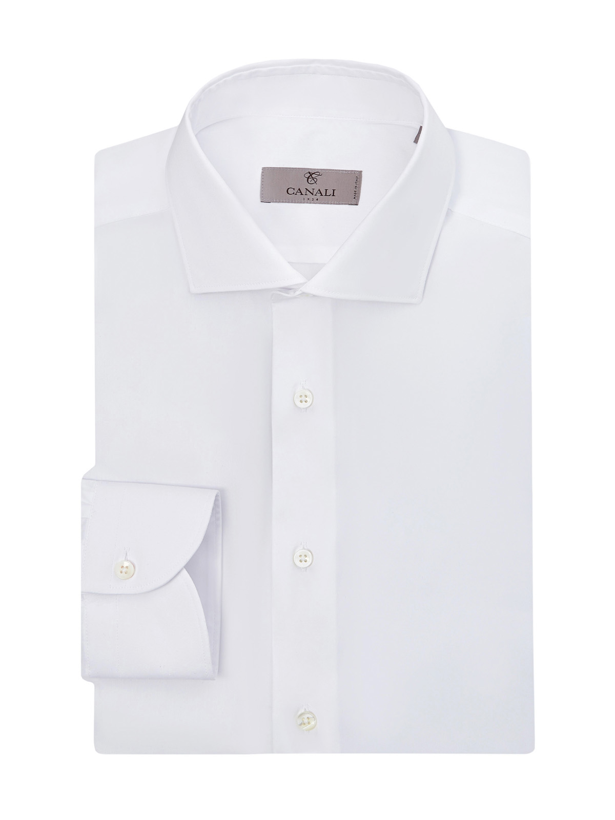 Рубашка приталенного кроя из эластичного хлопкового поплина CANALI, цвет белый, размер 50;52;52;54;56;58 - фото 1