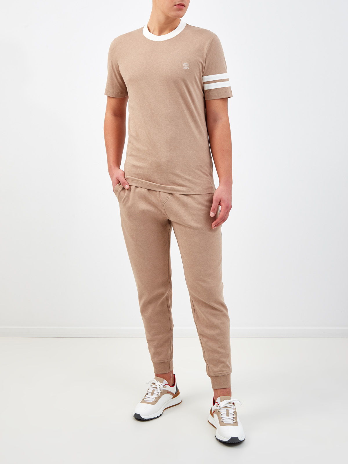 Хлопковые джоггеры Travelwear с контрастной отделкой пояса BRUNELLO CUCINELLI, цвет бежевый, размер 52;48 - фото 2