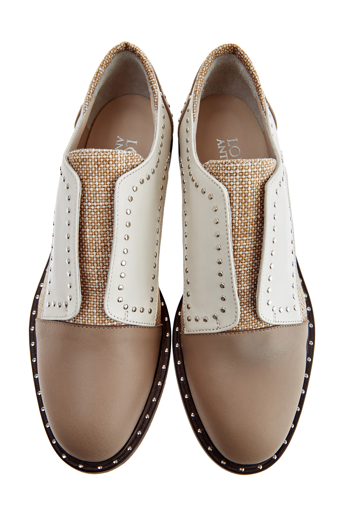 Ботинки из льна и кожи с отделкой заклепками в стиле вестерн LORENA ANTONIAZZI, цвет бежевый, размер 40 - фото 6