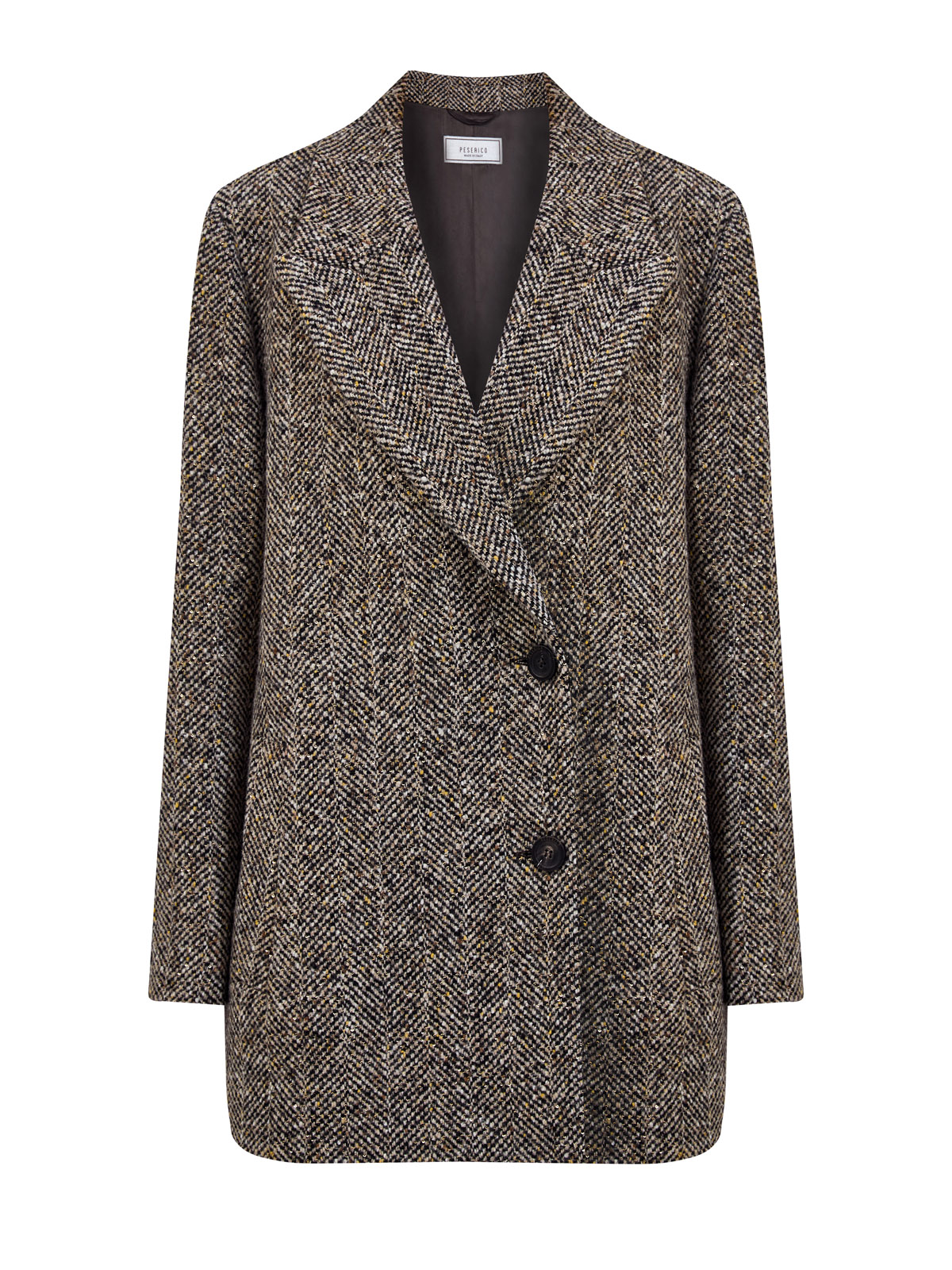 Однобортное пальто из шерсти с миниатюрными пайетками 143840₽