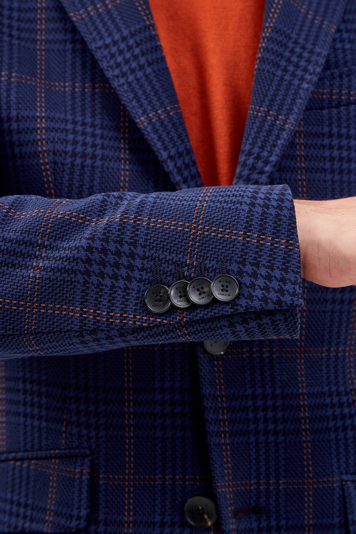 Пиджак из фактурного хлопка с контрастным подкладом ETRO, цвет синий, размер 50;52;54;56;48 - фото 6