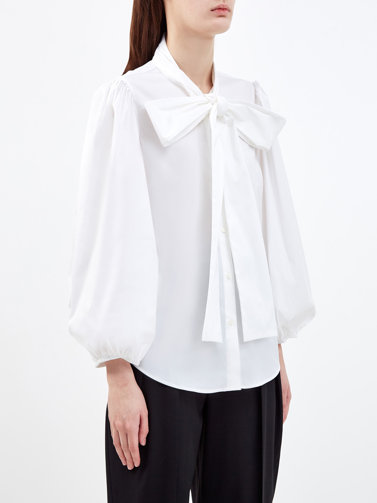 Рубашка из эластичного поплина с широким бантом REDVALENTINO, цвет белый, размер M;XL;S - фото 3