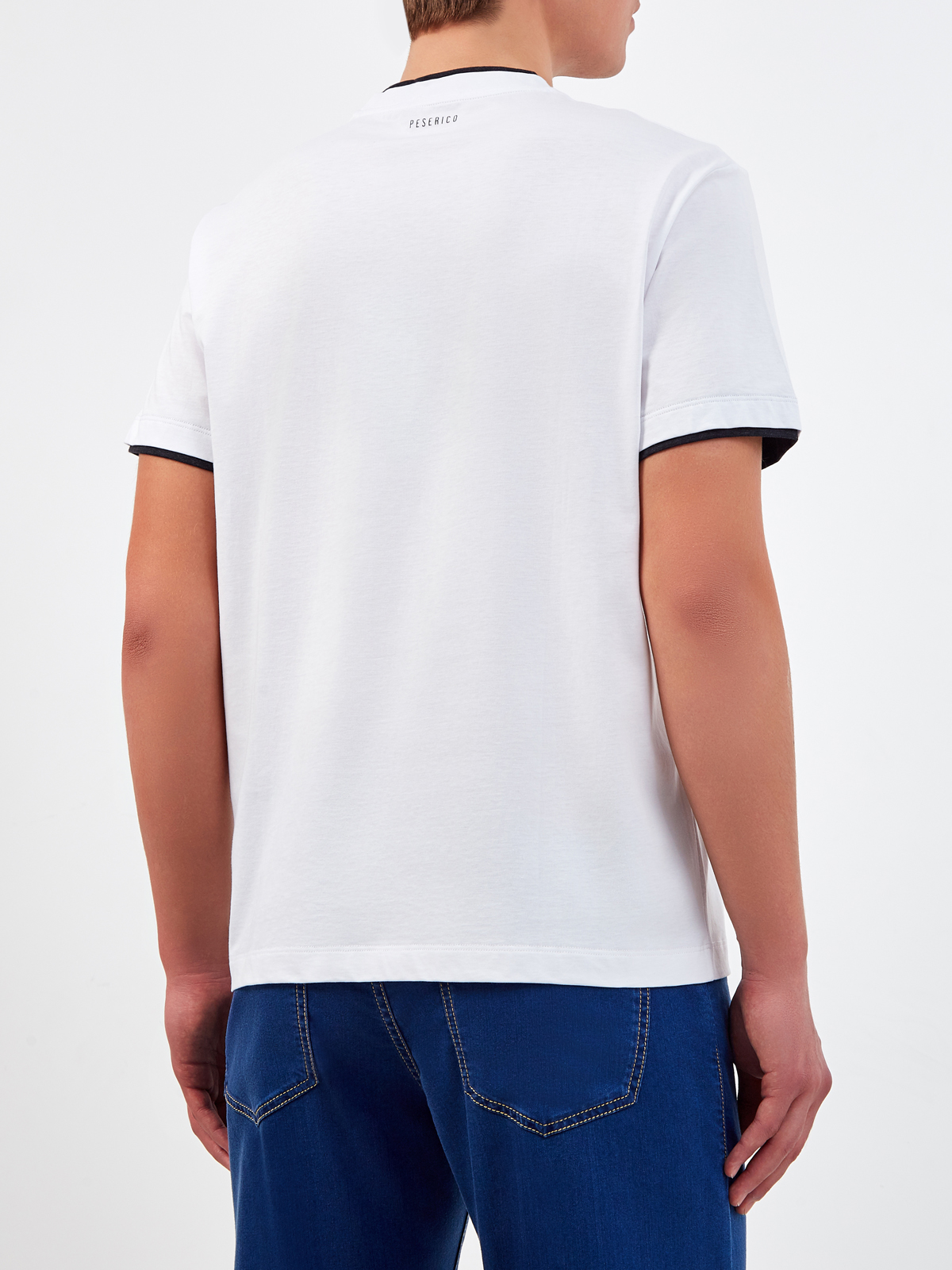 Базовая футболка из джерси с контрастной отделкой PESERICO, цвет белый, размер 46;50;52;54;56;60;48 - фото 4