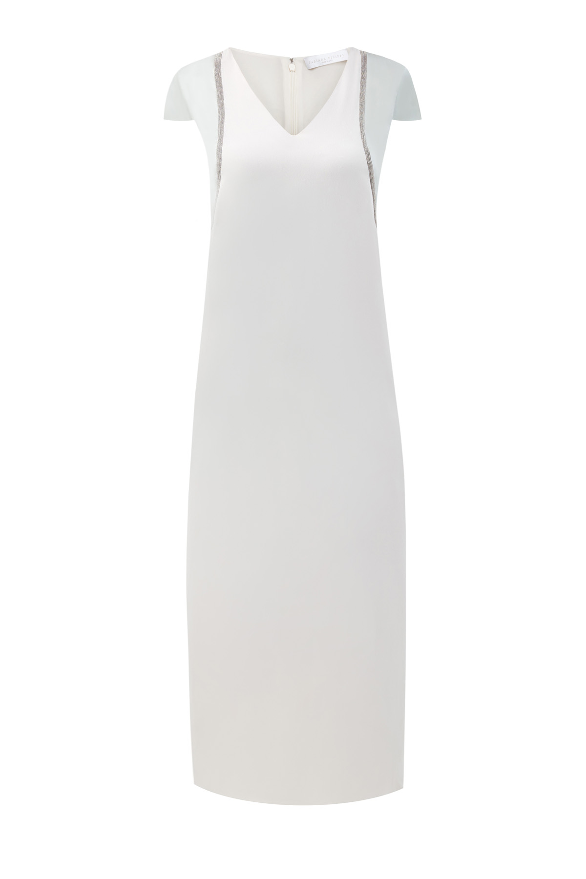 Платье в стиле colorblock из шелкового крепа FABIANA FILIPPI, цвет белый, размер 40 - фото 1