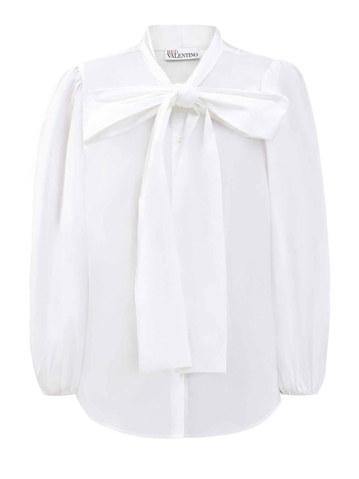 Рубашка из эластичного поплина с широким бантом REDVALENTINO, цвет белый, размер M;XL;S - фото 1