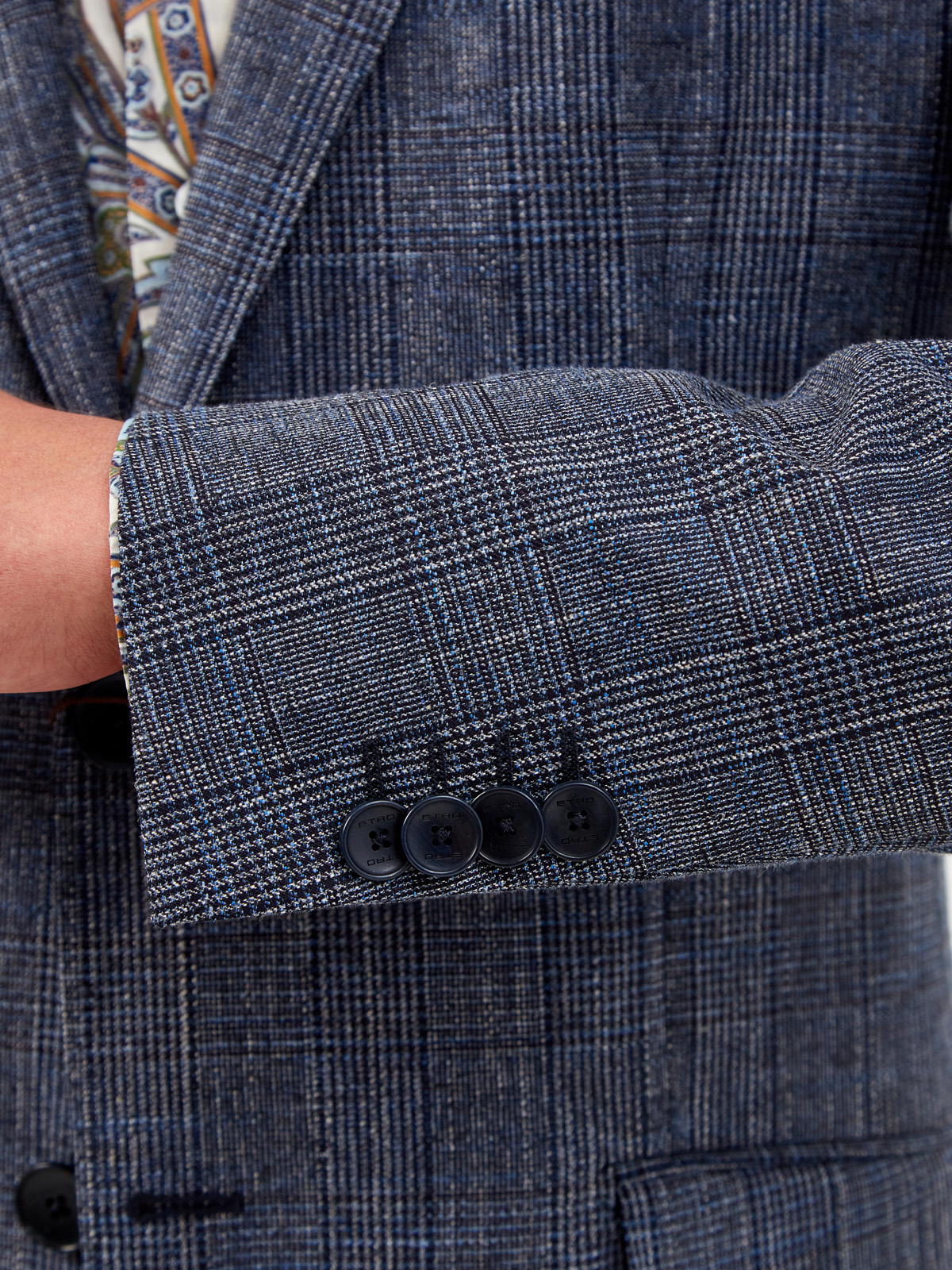 Пиджак из мелованной костюмной ткани с внутренним узором пейсли ETRO, цвет синий, размер 50;52;54 - фото 5